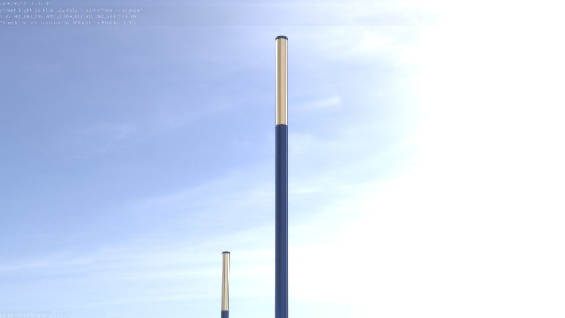 Street Light 10 Blue Low-Poly 535mm Low-poly 3D model_43