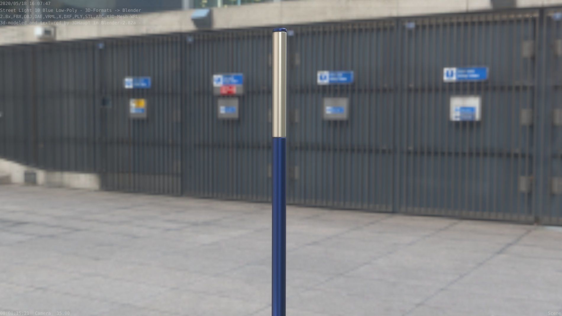 Street Light 10 Blue Low-Poly 535mm Low-poly 3D model_81