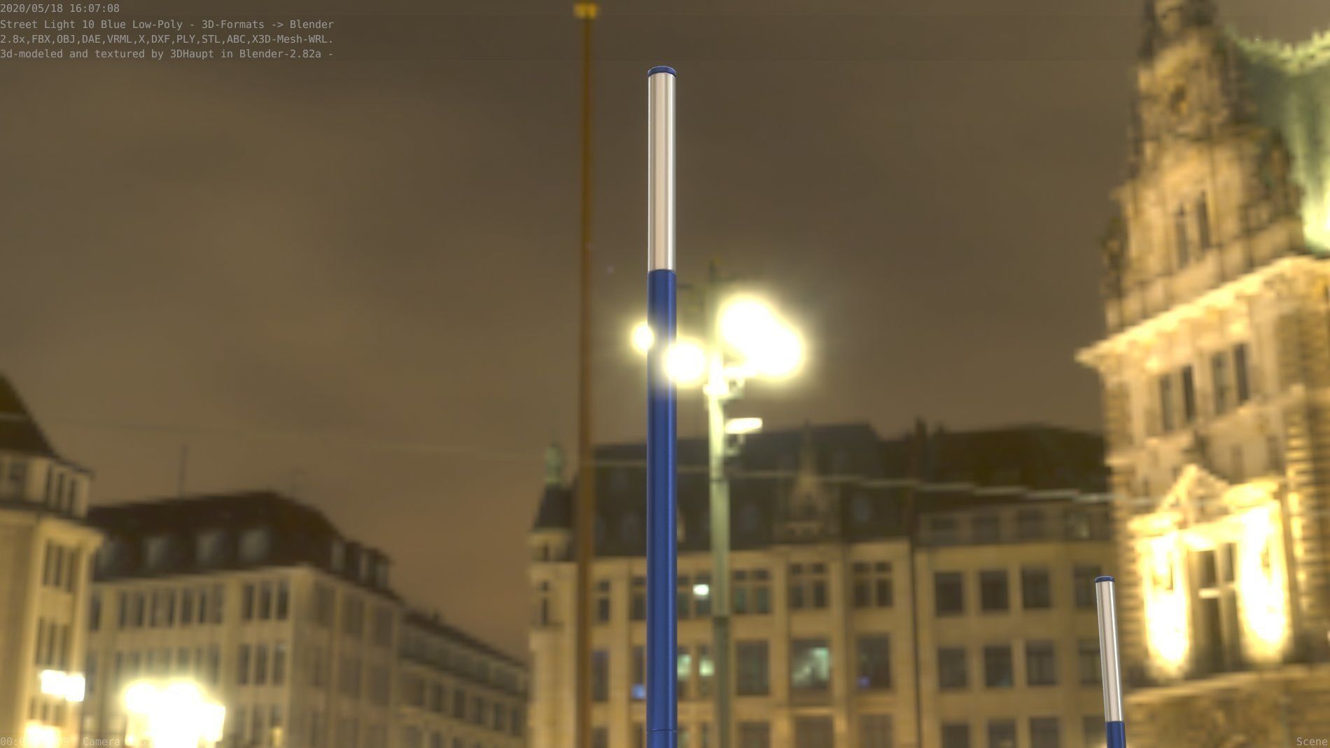 Street Light 10 Blue Low-Poly 535mm Low-poly 3D model_46