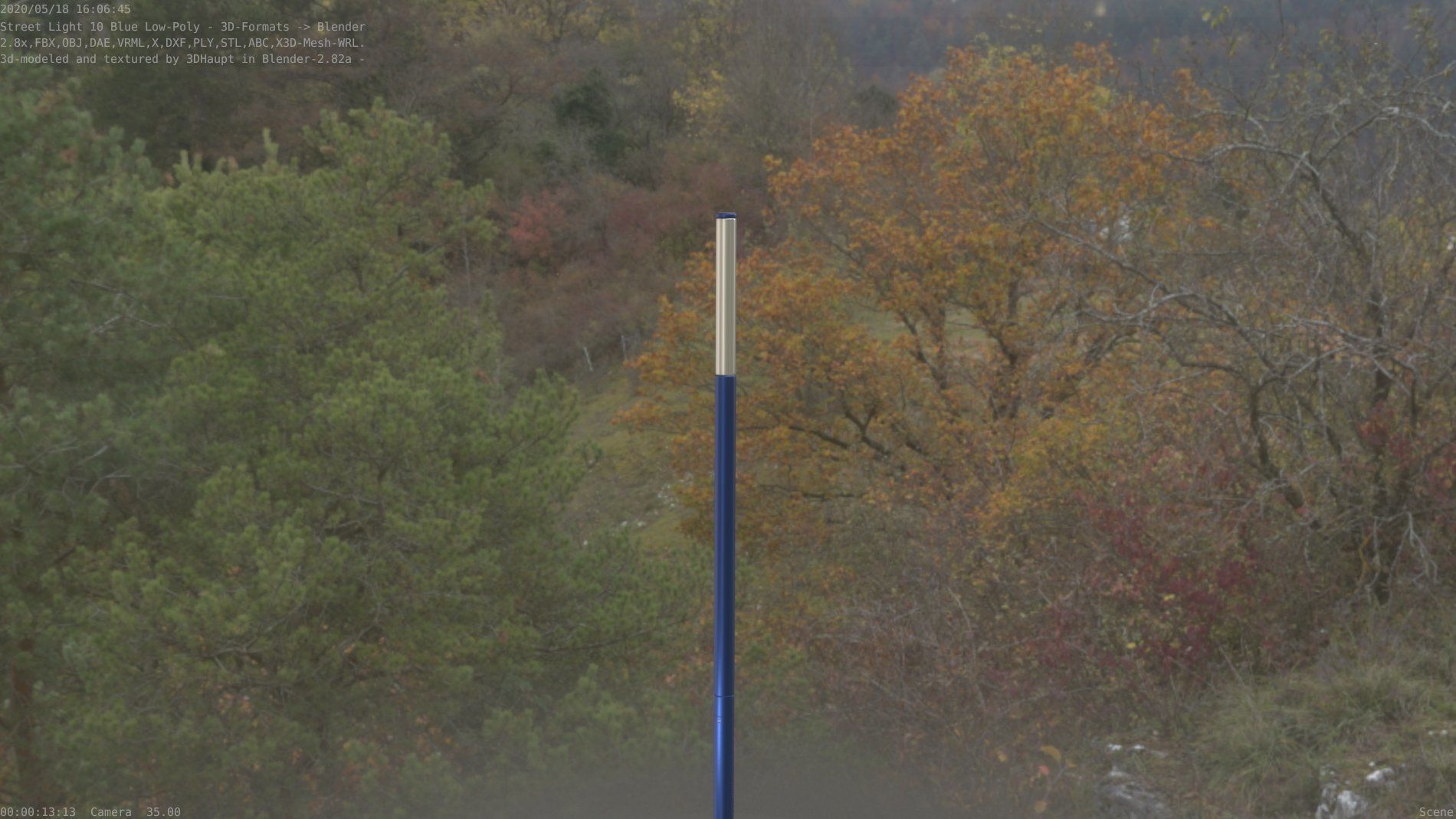 Street Light 10 Blue Low-Poly 535mm Low-poly 3D model_27