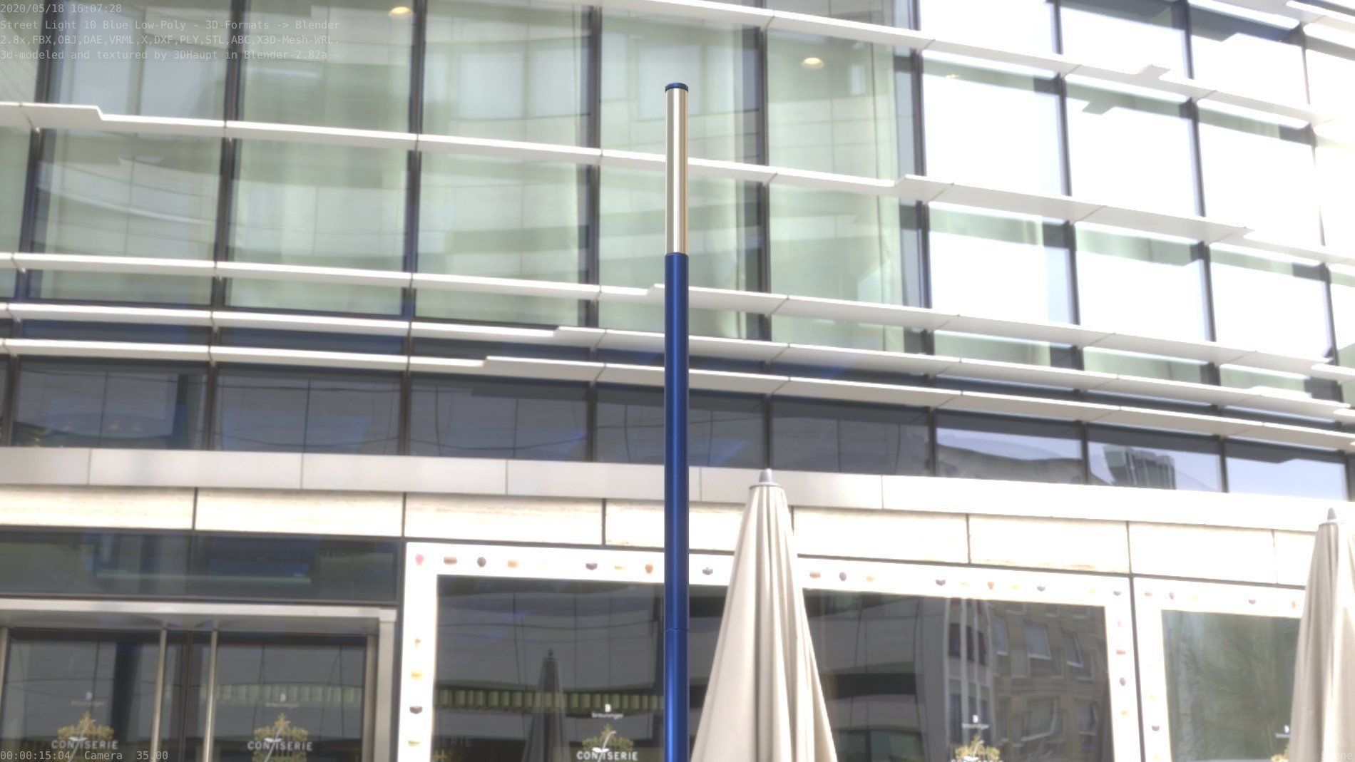 Street Light 10 Blue Low-Poly 535mm Low-poly 3D model_65