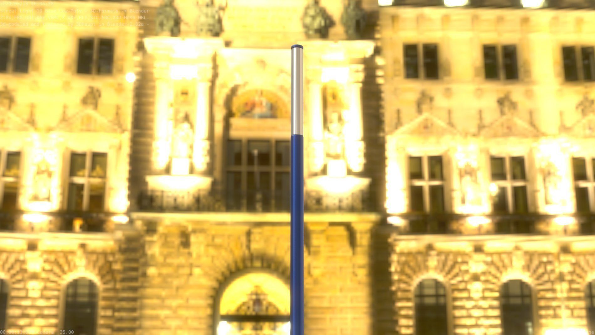 Street Light 10 Blue Low-Poly 535mm Low-poly 3D model_16