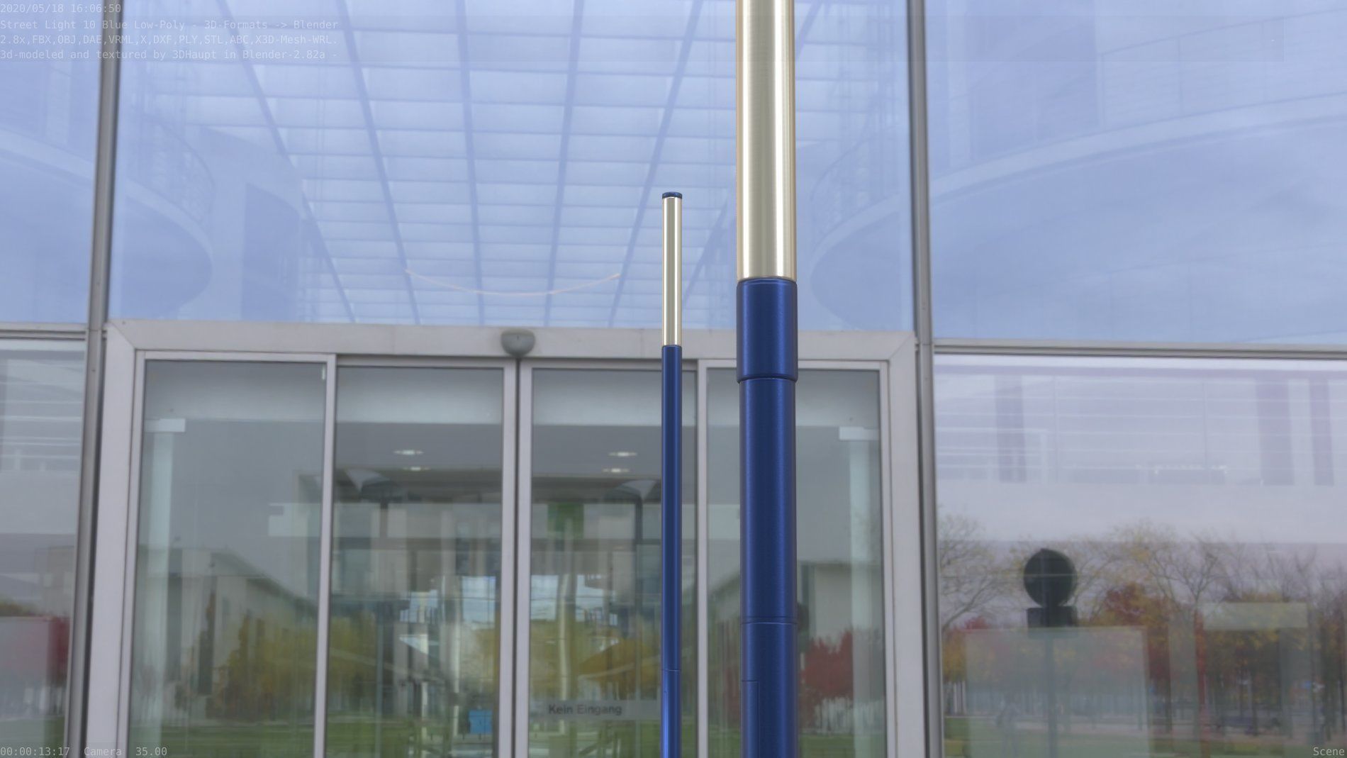 Street Light 10 Blue Low-Poly 535mm Low-poly 3D model_31