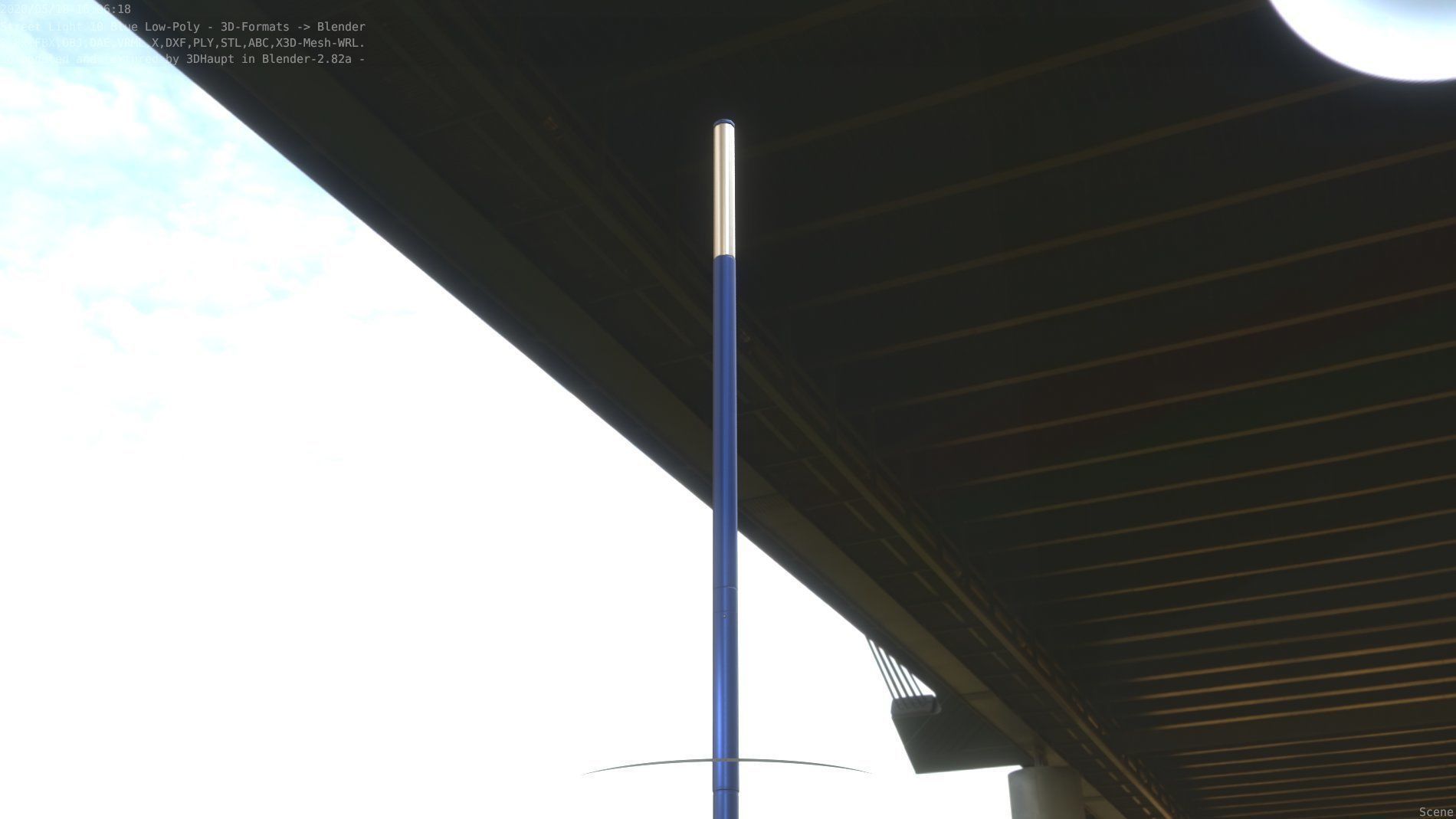 Street Light 10 Blue Low-Poly 535mm Low-poly 3D model_8