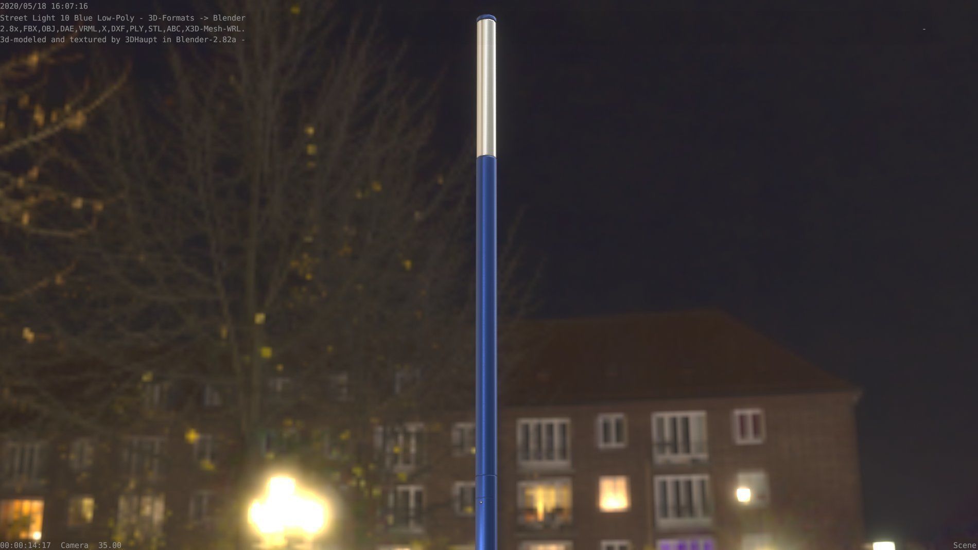Street Light 10 Blue Low-Poly 535mm Low-poly 3D model_54