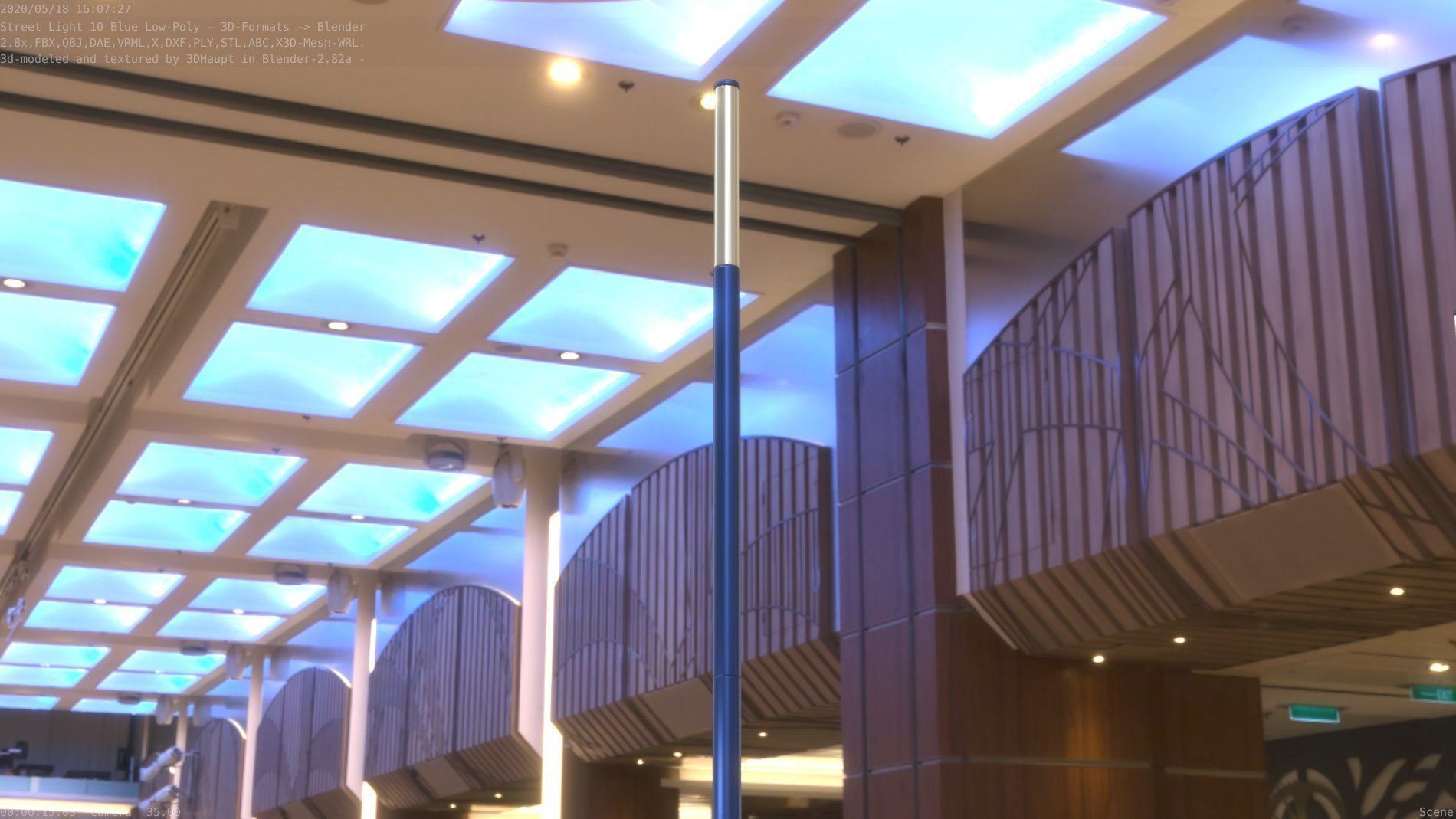 Street Light 10 Blue Low-Poly 535mm Low-poly 3D model_64