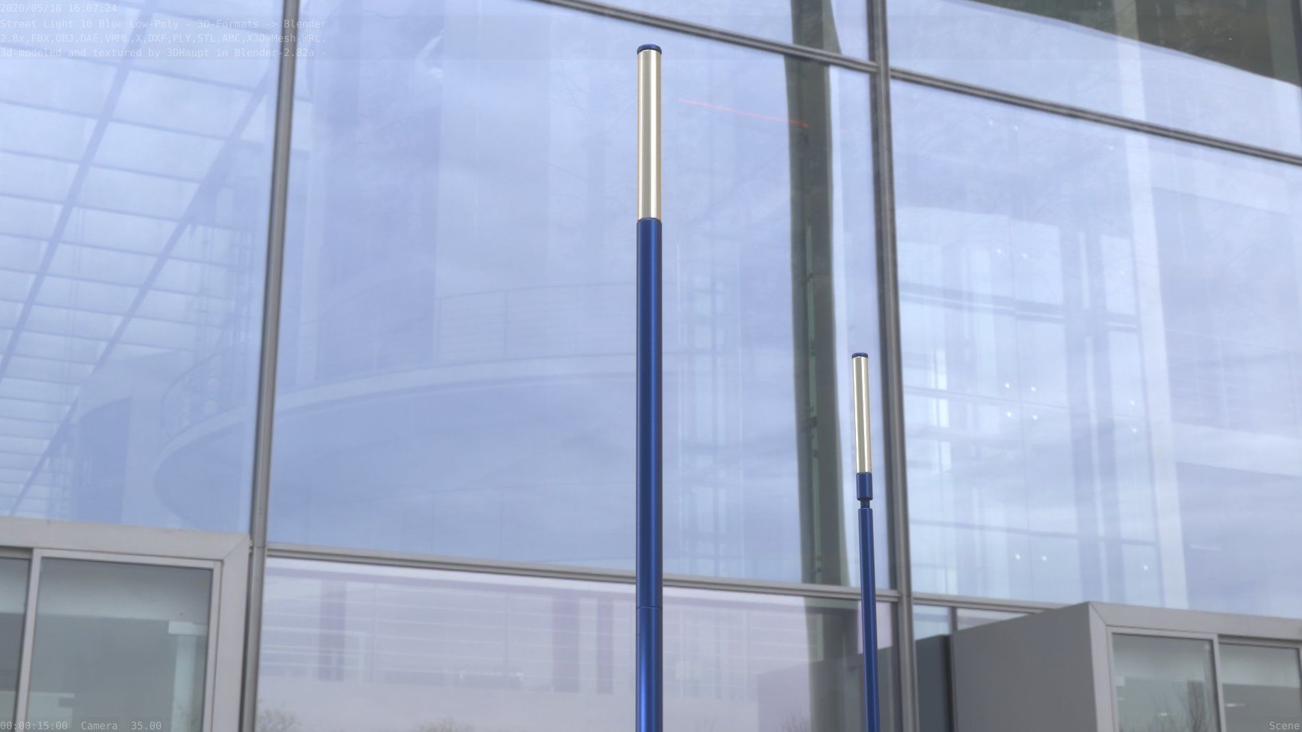 Street Light 10 Blue Low-Poly 535mm Low-poly 3D model_61