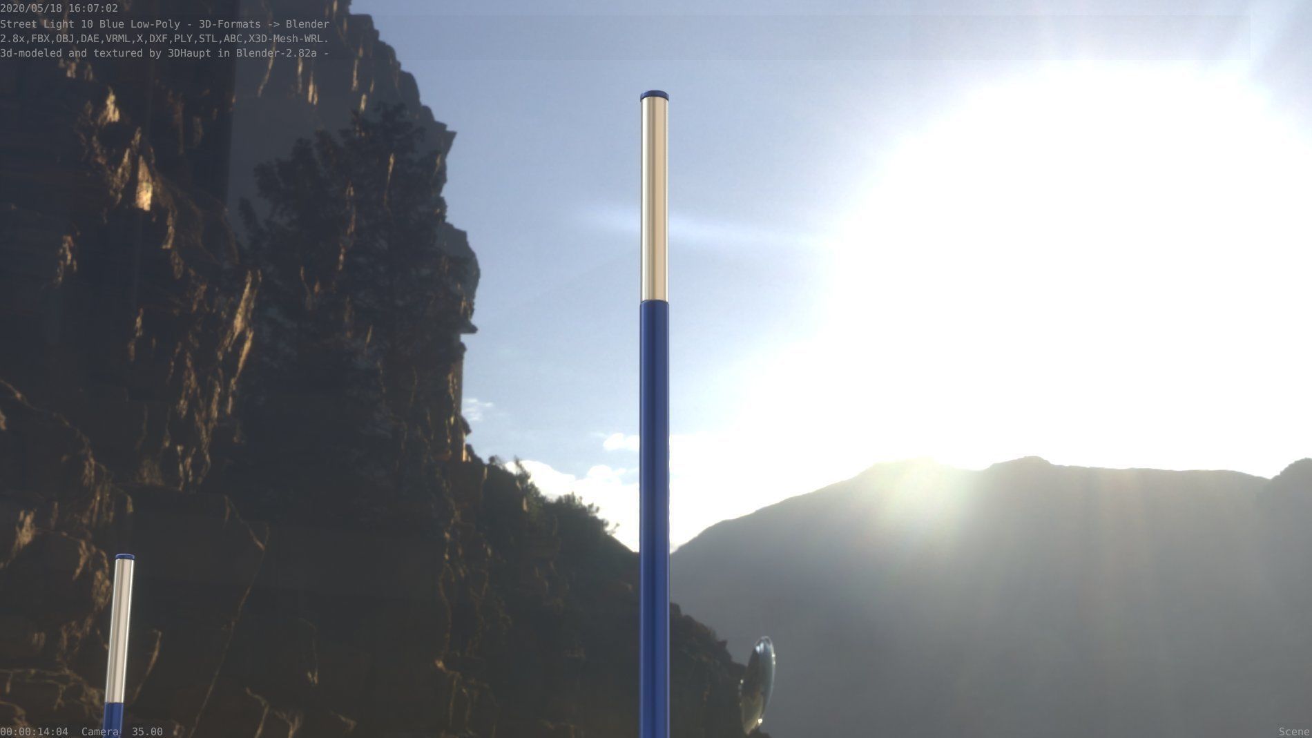 Street Light 10 Blue Low-Poly 535mm Low-poly 3D model_41