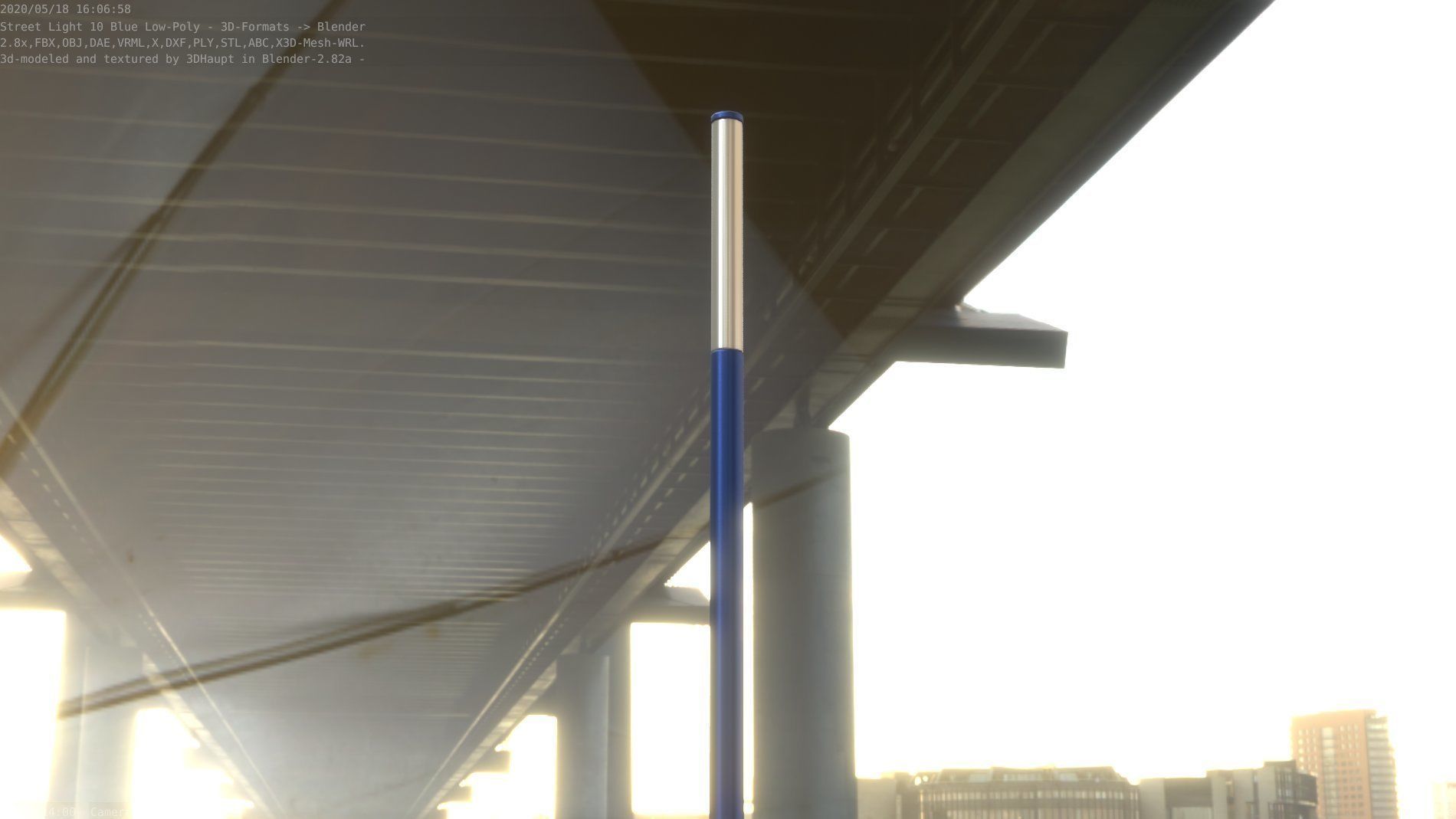 Street Light 10 Blue Low-Poly 535mm Low-poly 3D model_38