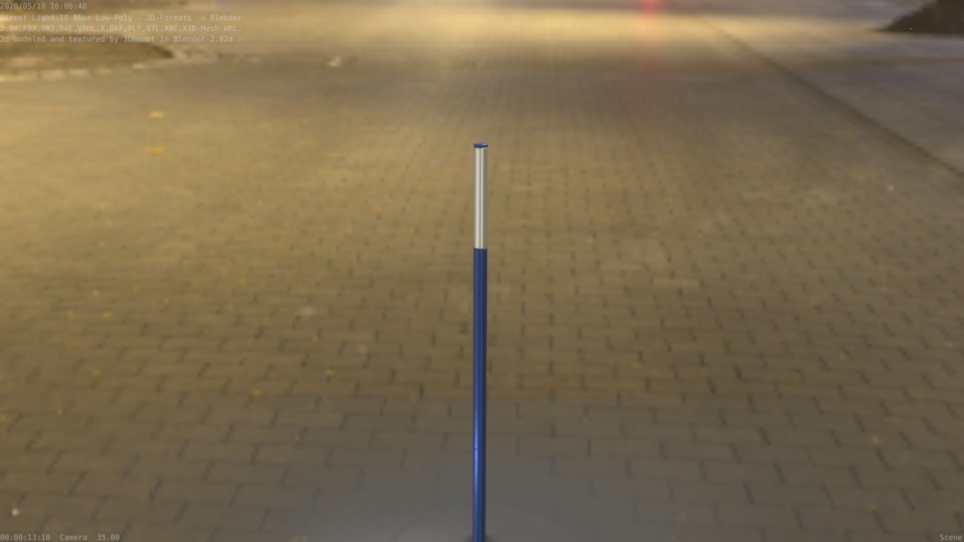 Street Light 10 Blue Low-Poly 535mm Low-poly 3D model_24