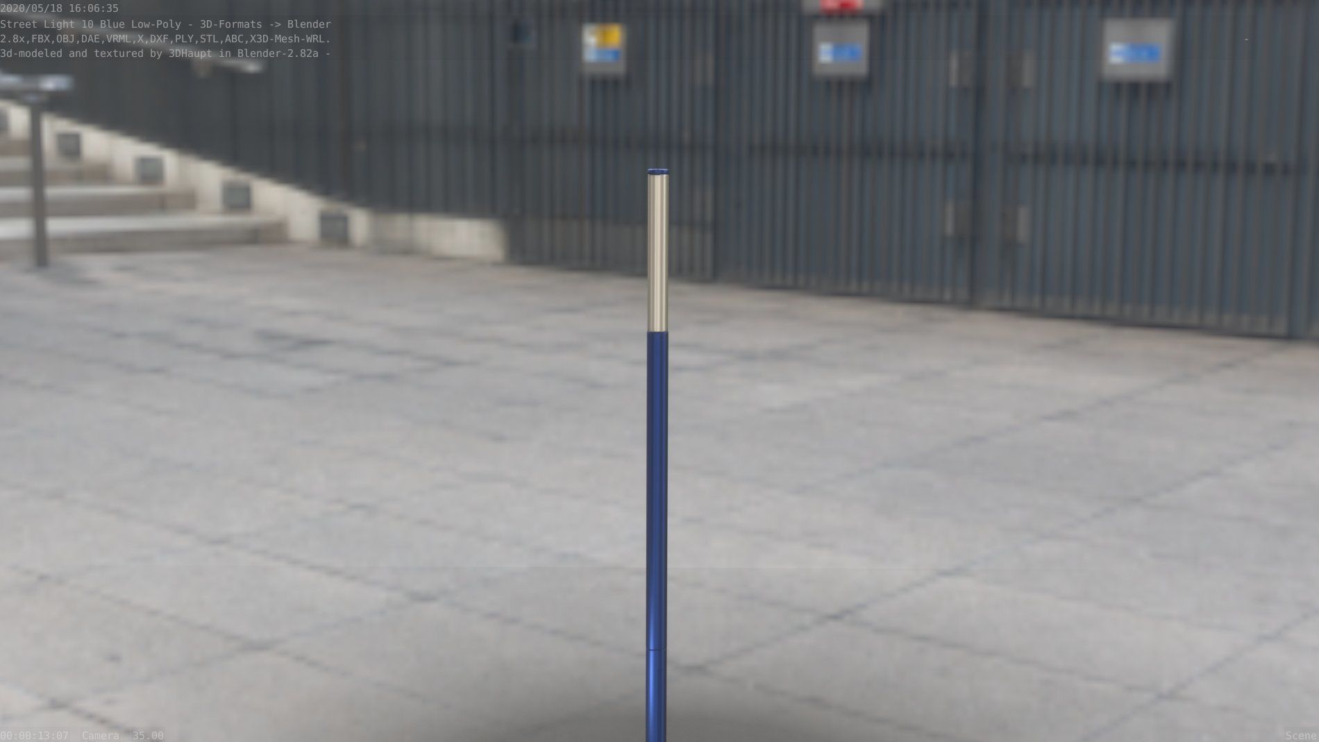 Street Light 10 Blue Low-Poly 535mm Low-poly 3D model_21