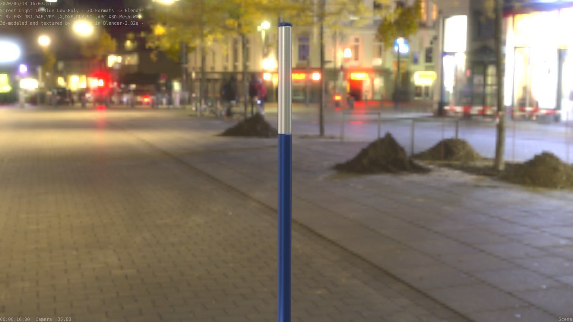 Street Light 10 Blue Low-Poly 535mm Low-poly 3D model_84
