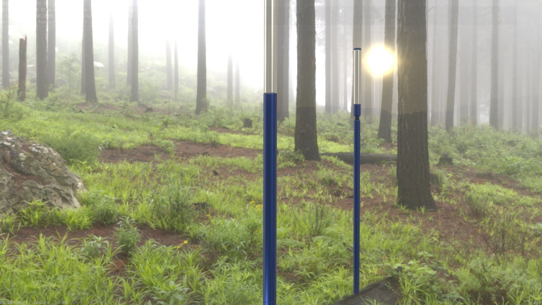 Street Light 10 Blue Low-Poly 535mm Low-poly 3D model_89
