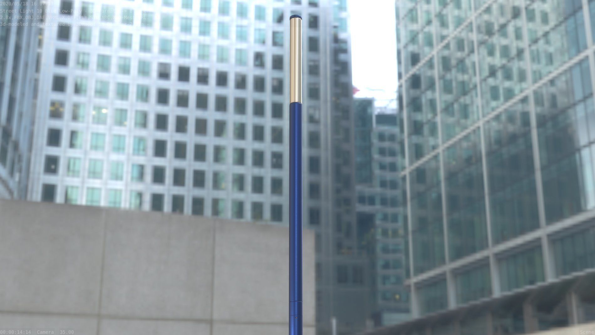 Street Light 10 Blue Low-Poly 535mm Low-poly 3D model_51