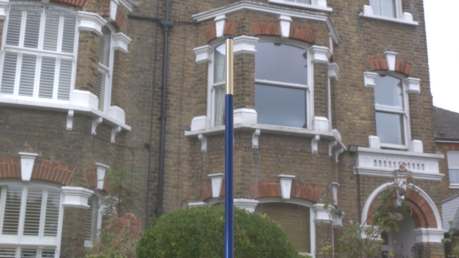 Street Light 10 Blue Low-Poly 535mm Low-poly 3D model_69