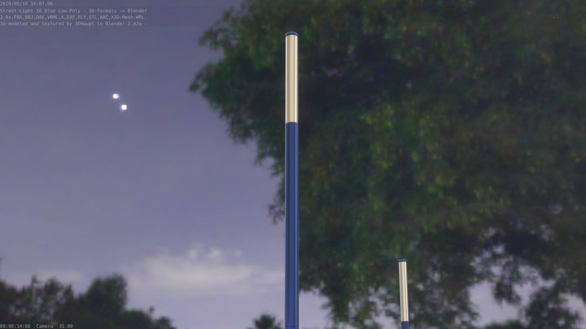 Street Light 10 Blue Low-Poly 535mm Low-poly 3D model_45