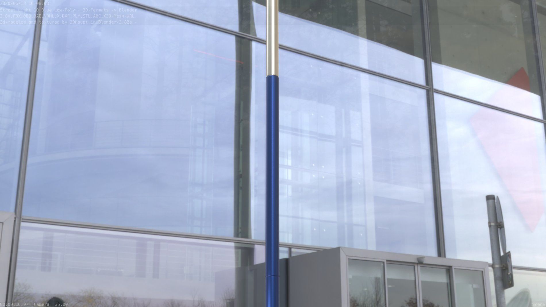 Street Light 10 Blue Low-Poly 535mm Low-poly 3D model_91