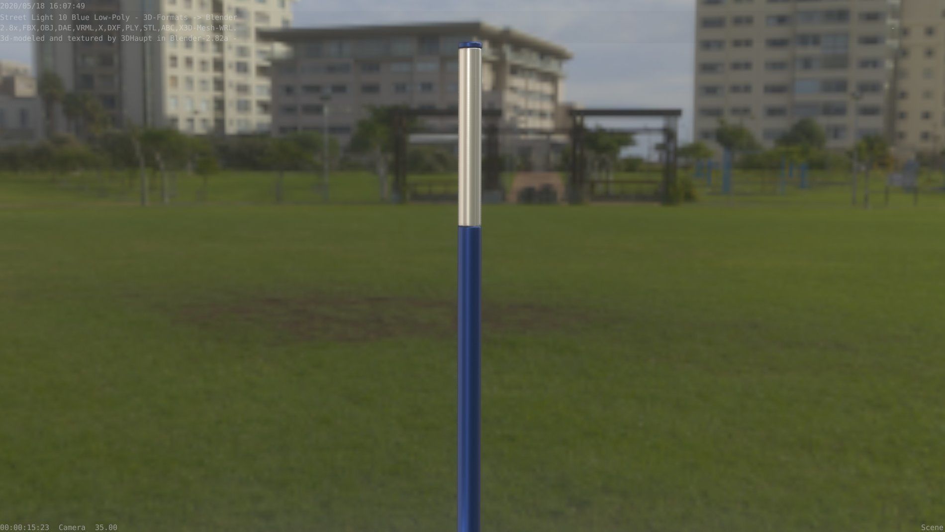 Street Light 10 Blue Low-Poly 535mm Low-poly 3D model_83