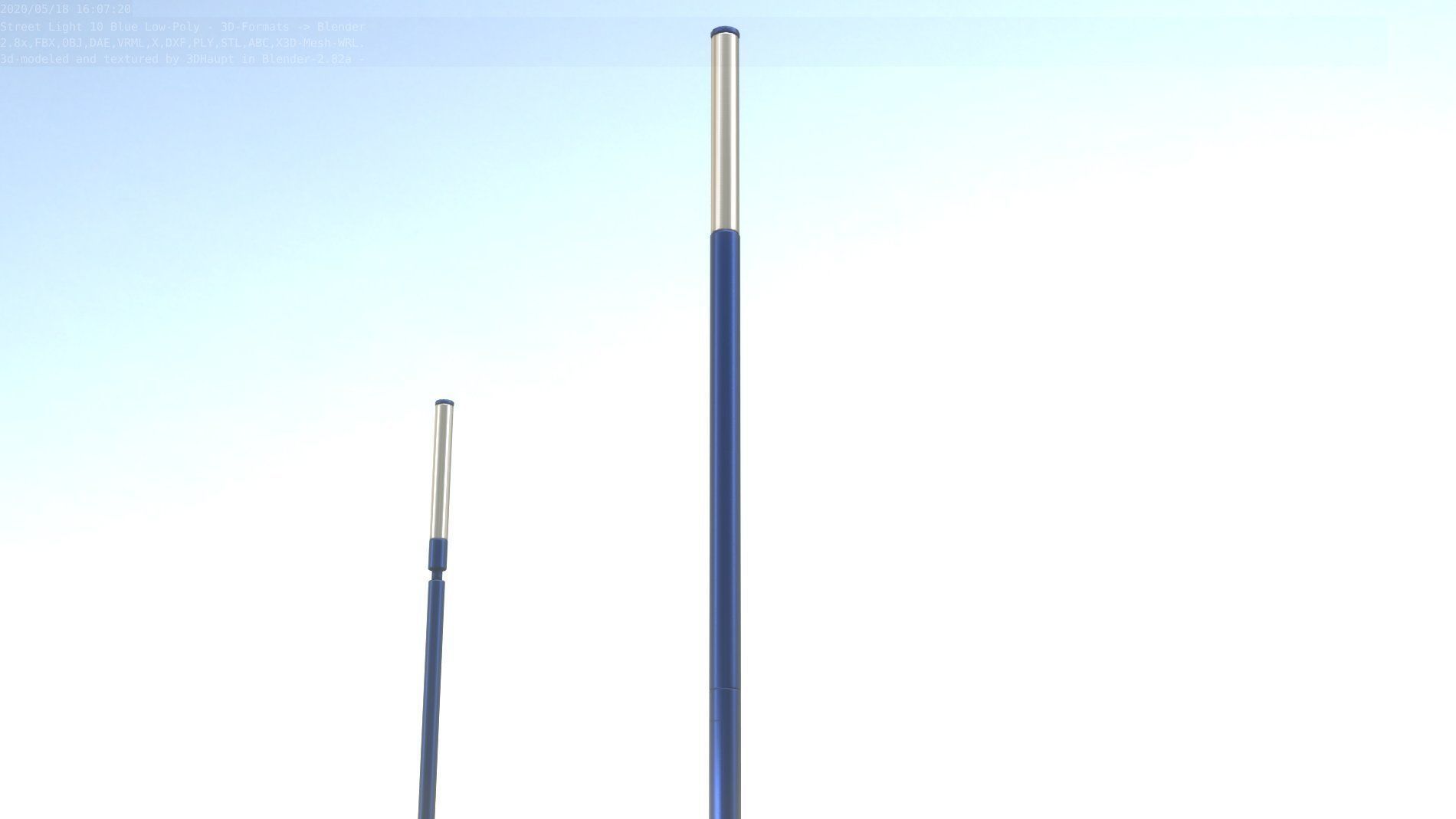 Street Light 10 Blue Low-Poly 535mm Low-poly 3D model_58