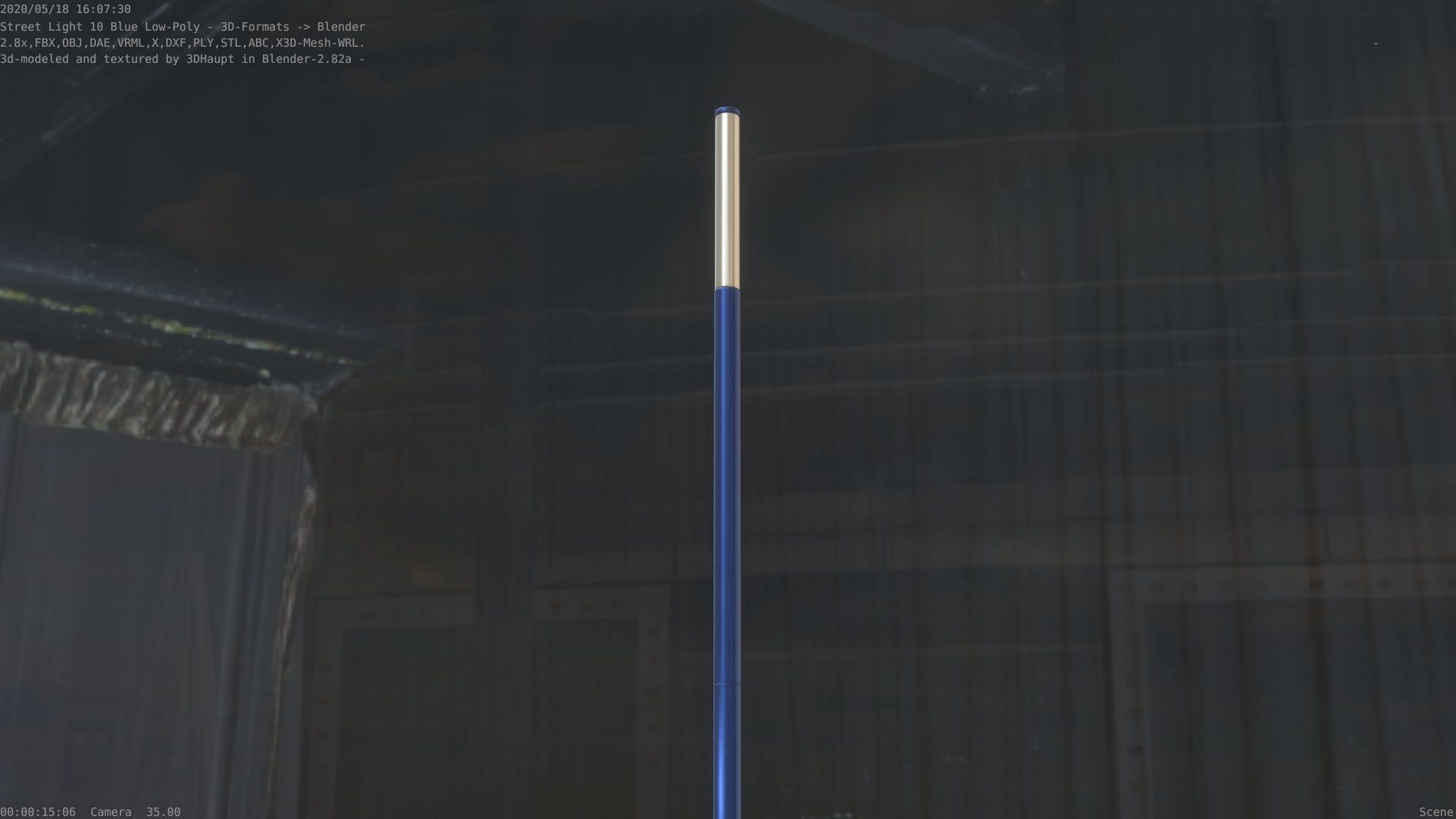 Street Light 10 Blue Low-Poly 535mm Low-poly 3D model_67