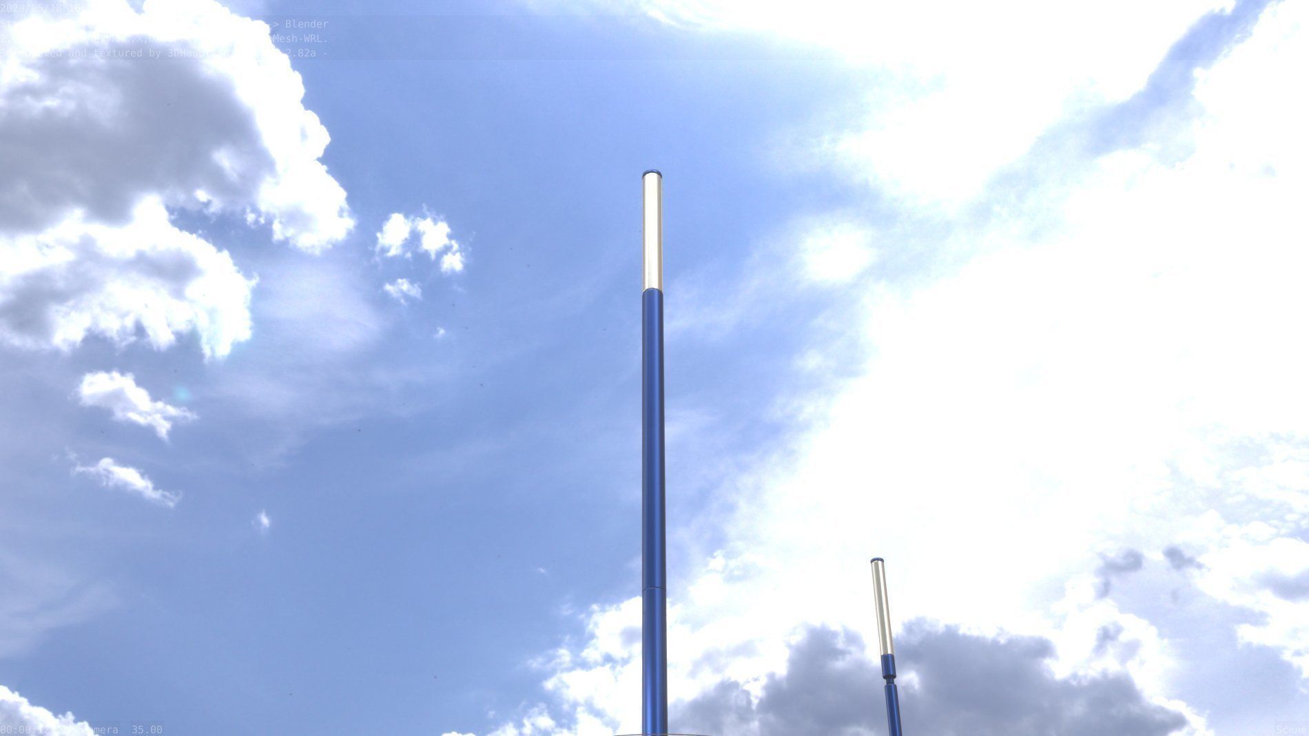Street Light 10 Blue Low-Poly 535mm Low-poly 3D model_2