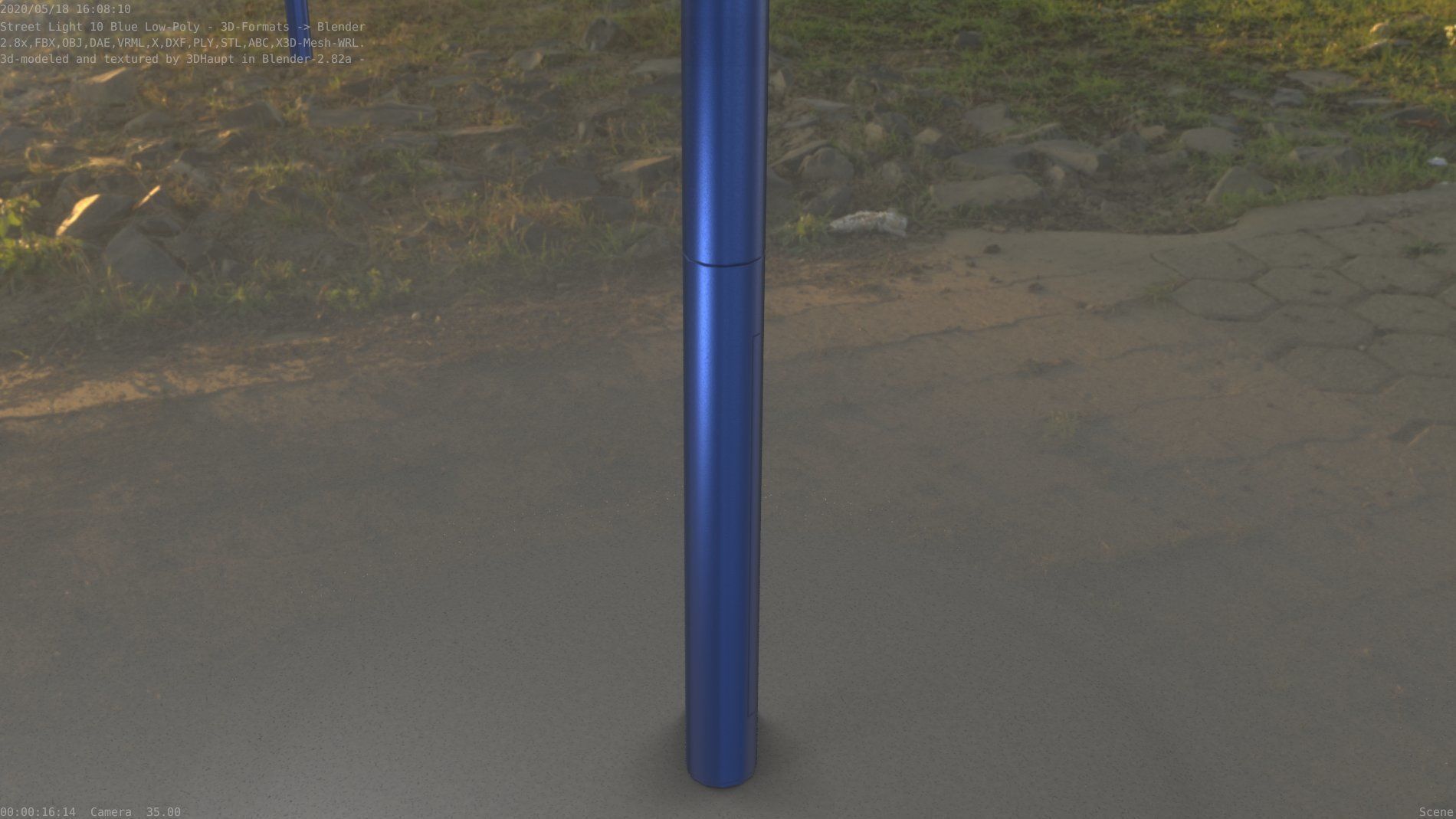 Street Light 10 Blue Low-Poly 535mm Low-poly 3D model_98
