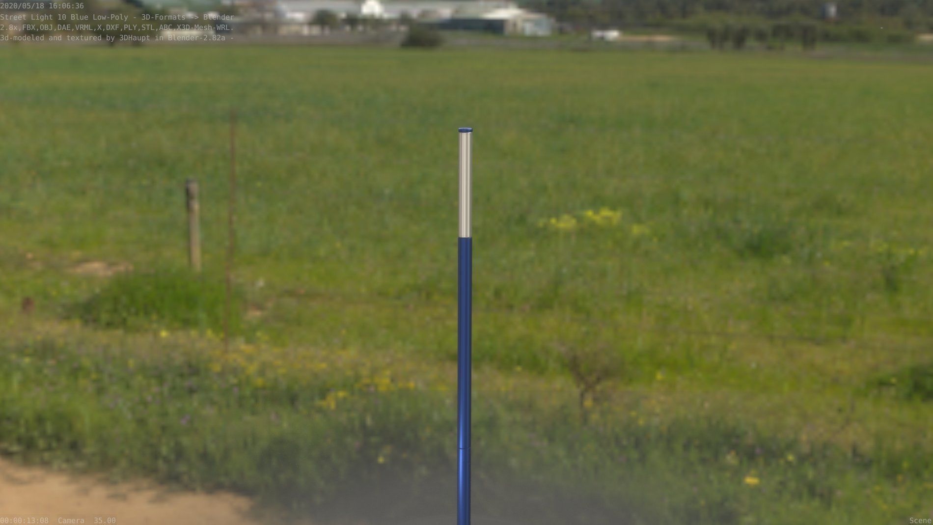 Street Light 10 Blue Low-Poly 535mm Low-poly 3D model_22