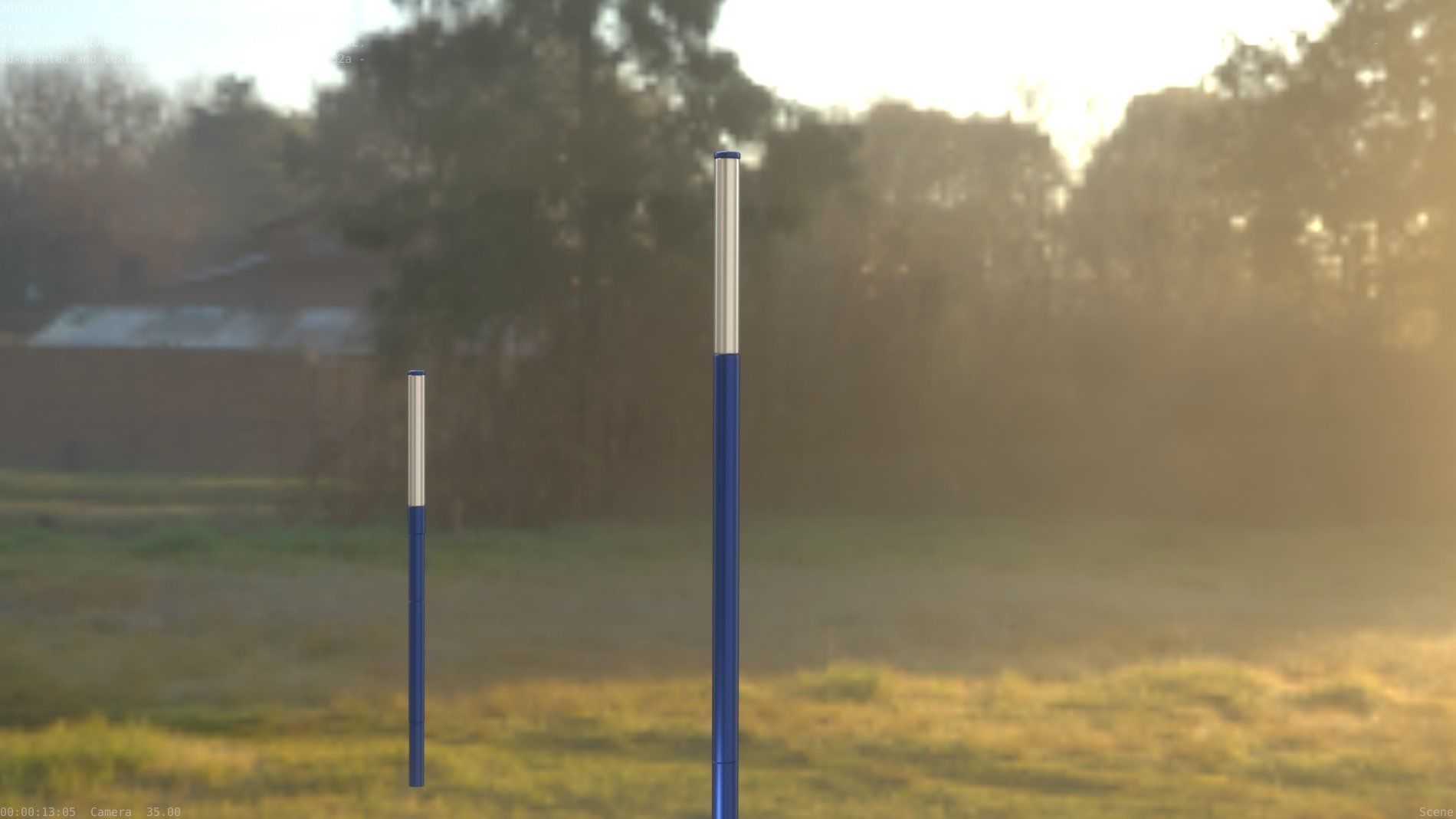 Street Light 10 Blue Low-Poly 535mm Low-poly 3D model_20