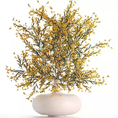 Bouquet of branches with yellow berries in a vase 96 3D model