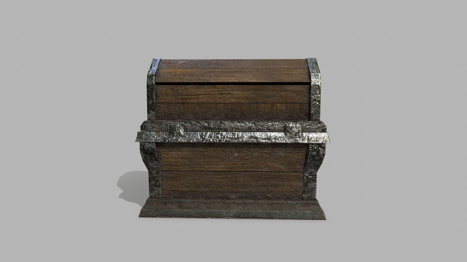 Chest wooden Low-poly 3D model_7