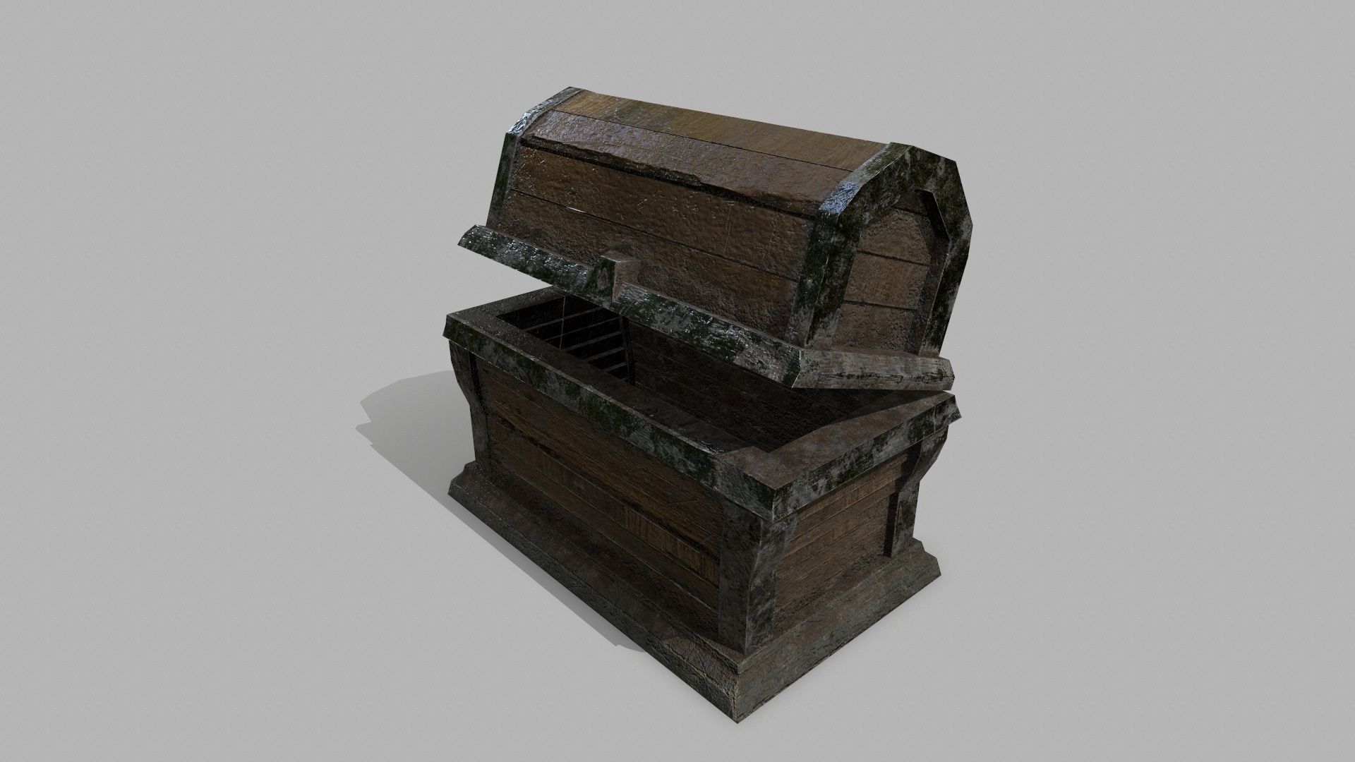 Chest wooden Low-poly 3D model_11