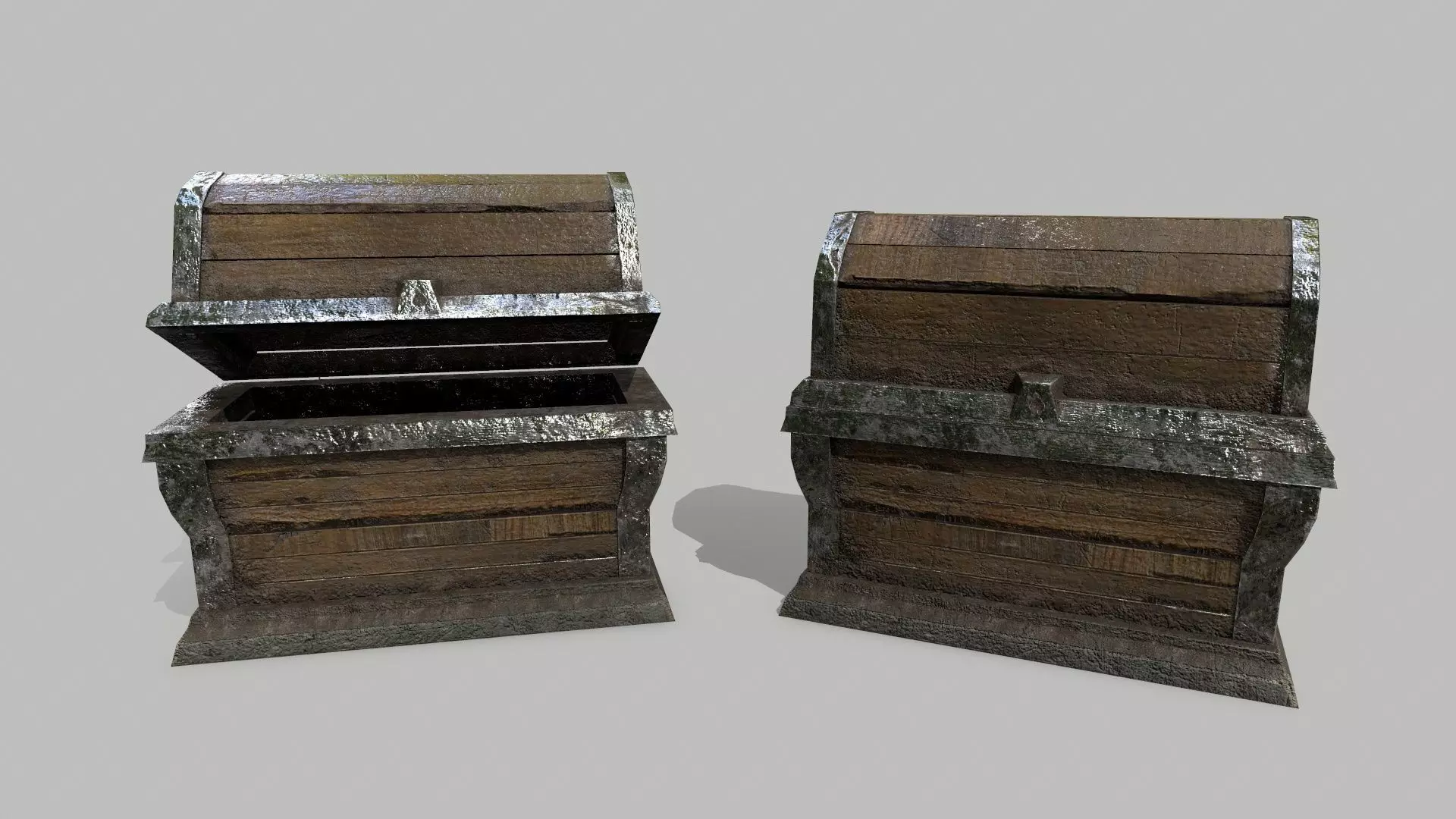 Chest wooden Low-poly 3D model_0