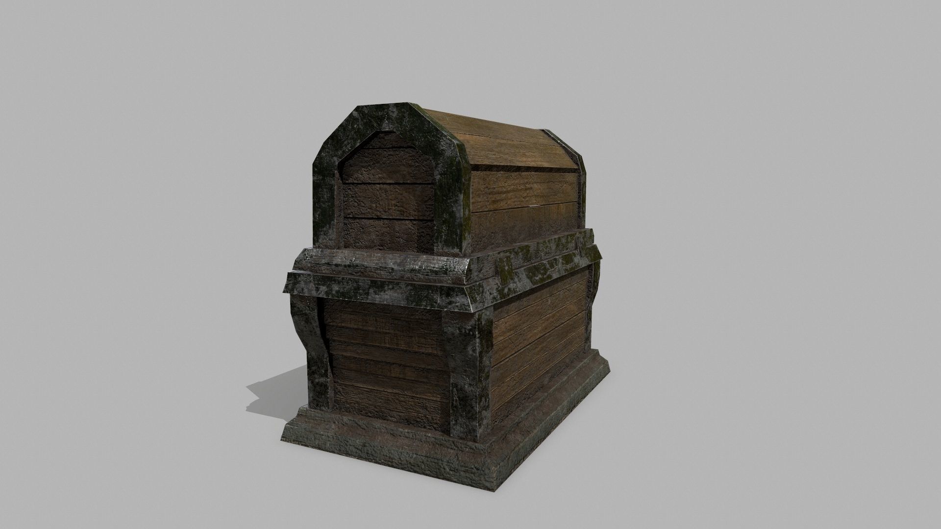 Chest wooden Low-poly 3D model_9