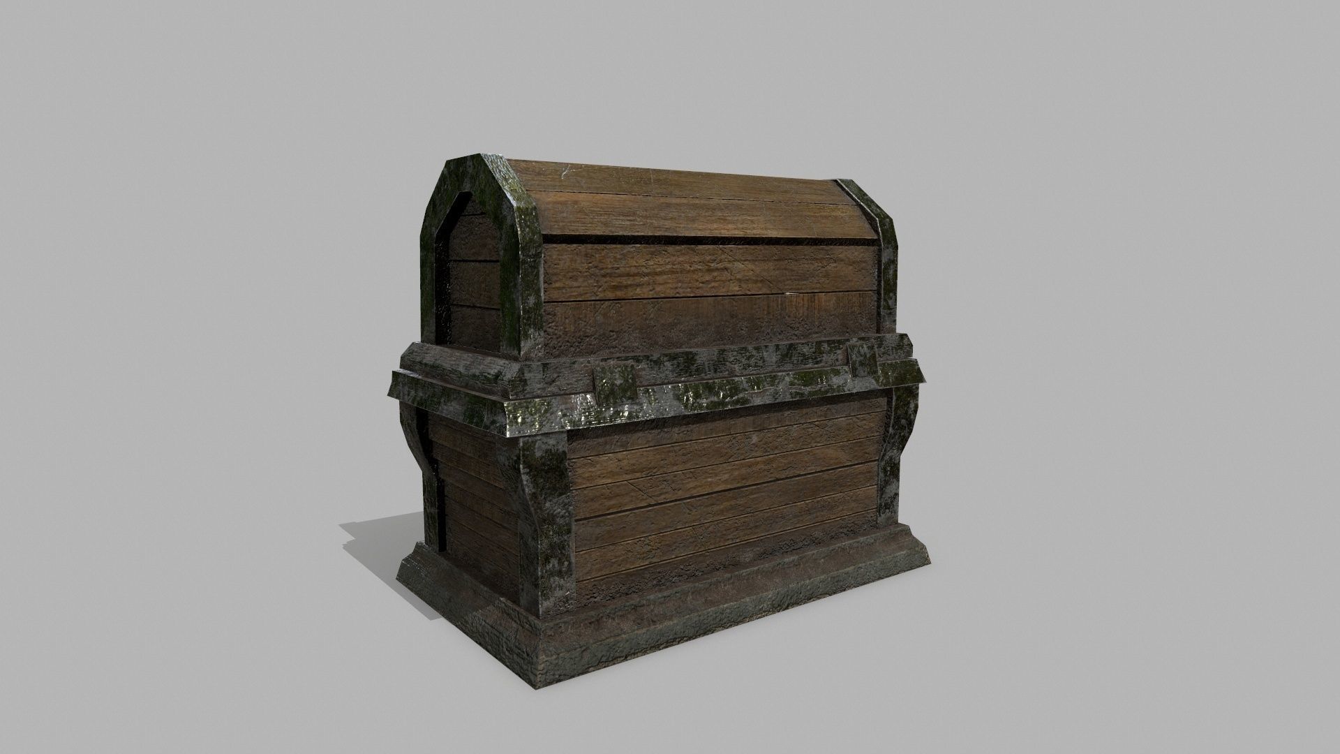 Chest wooden Low-poly 3D model_8