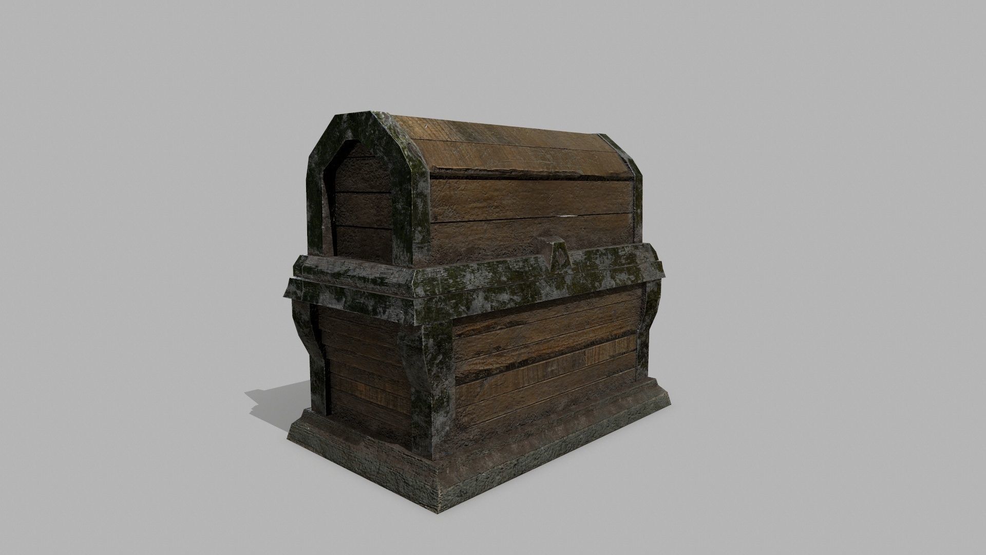 Chest wooden Low-poly 3D model_3