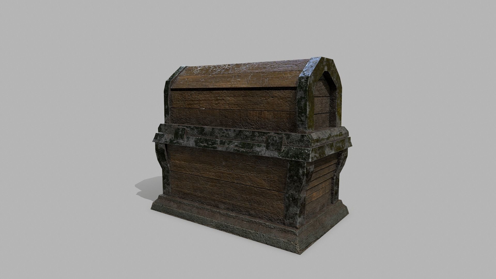 Chest wooden Low-poly 3D model_6