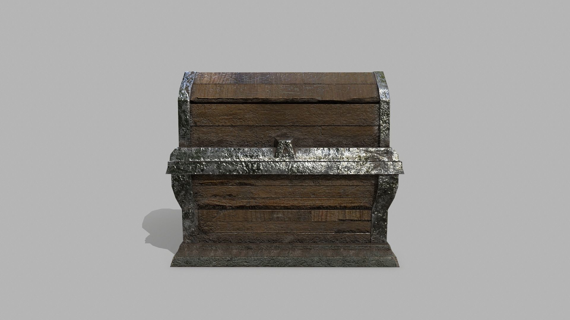 Chest wooden Low-poly 3D model_1