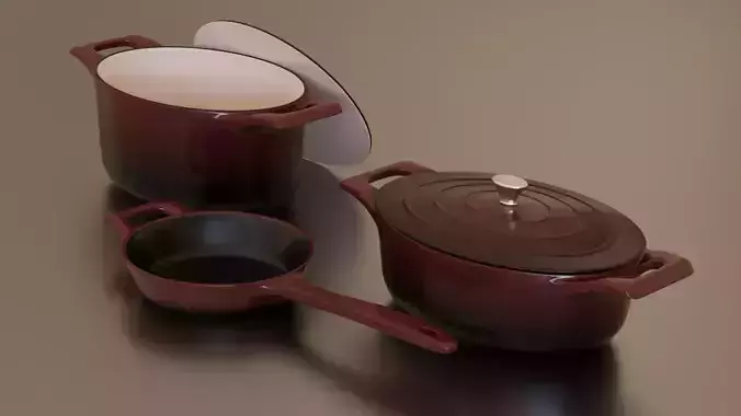 Ruby cast iron pan set