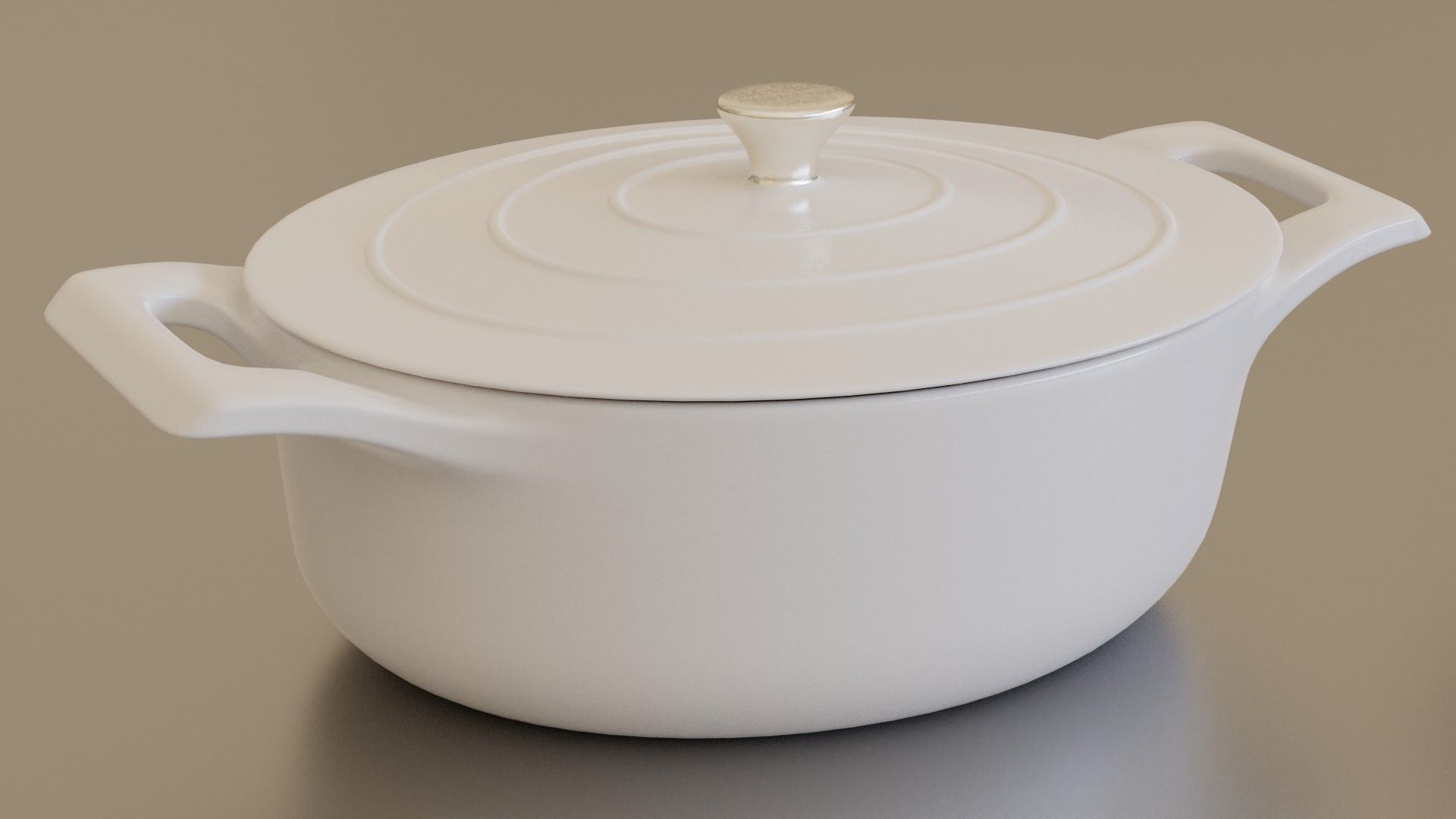 White cast iron pan set 3D model_6