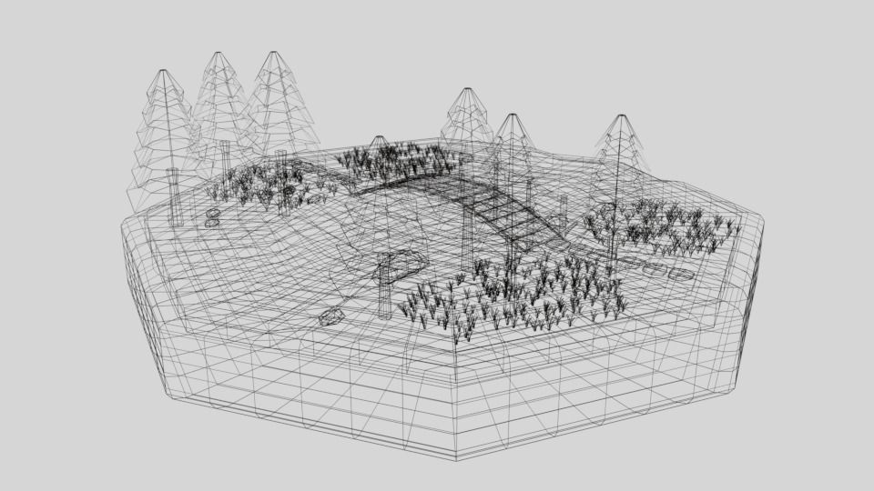 Low Poly Cartoon Forest Bridge Scene Low-poly 3D model_12