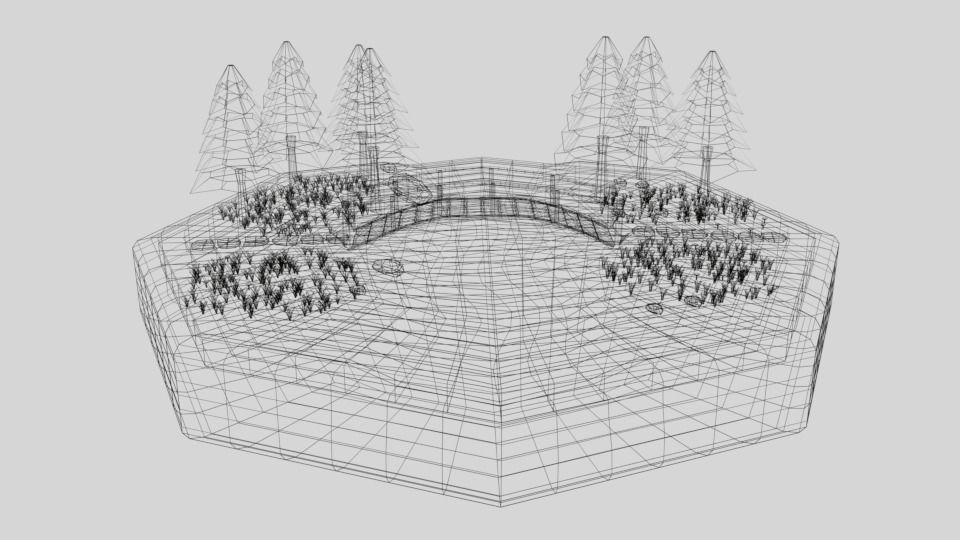 Low Poly Cartoon Forest Bridge Scene Low-poly 3D model_15