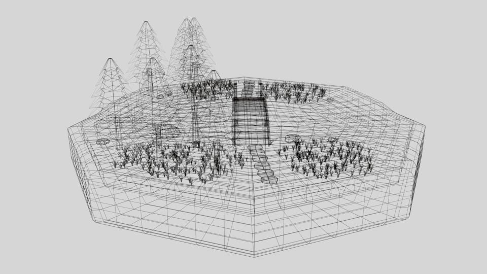 Low Poly Cartoon Forest Bridge Scene Low-poly 3D model_13