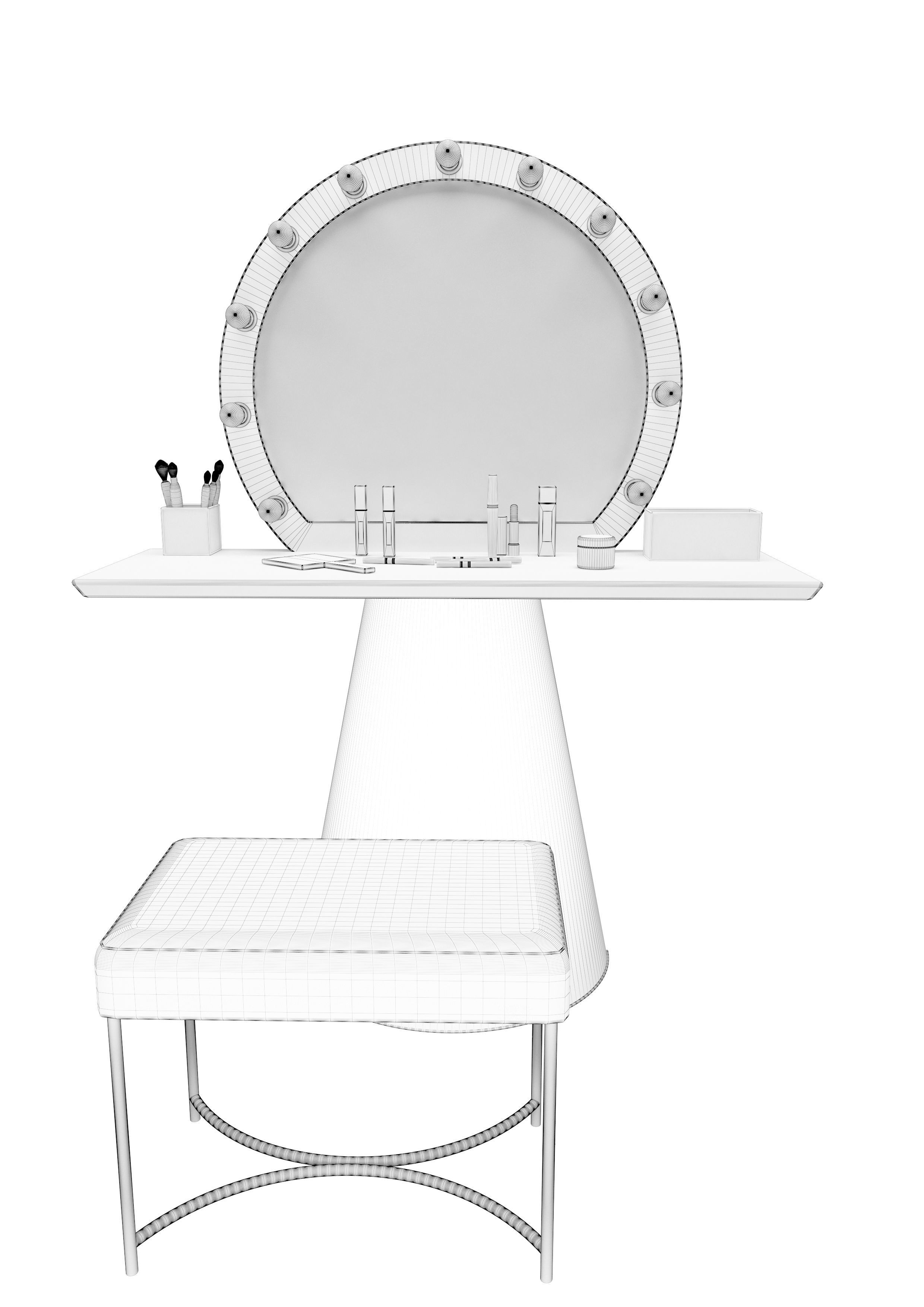 Elegant makeup mirror and set 3D model_10