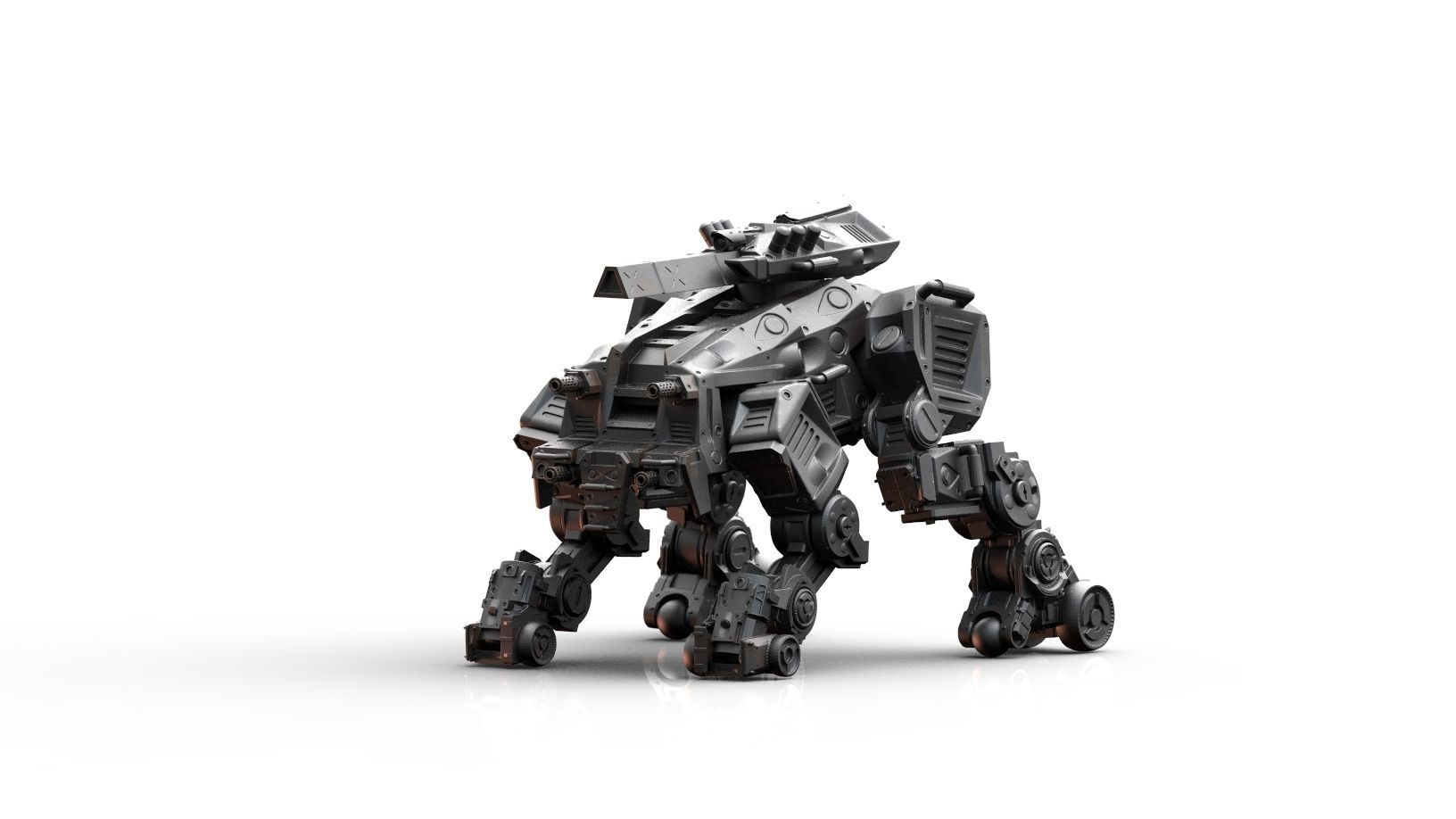 Robot- Crazy Horse Quad Mech with Rail Rifle 3D print model_6
