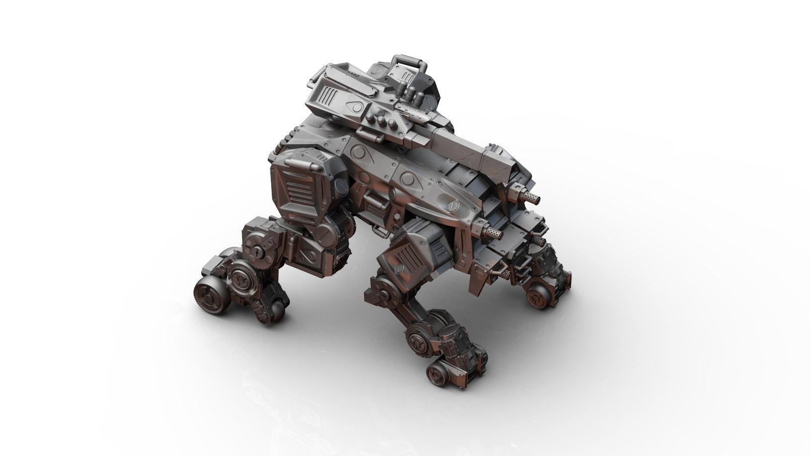 Robot- Crazy Horse Quad Mech with Rail Rifle 3D print model_7