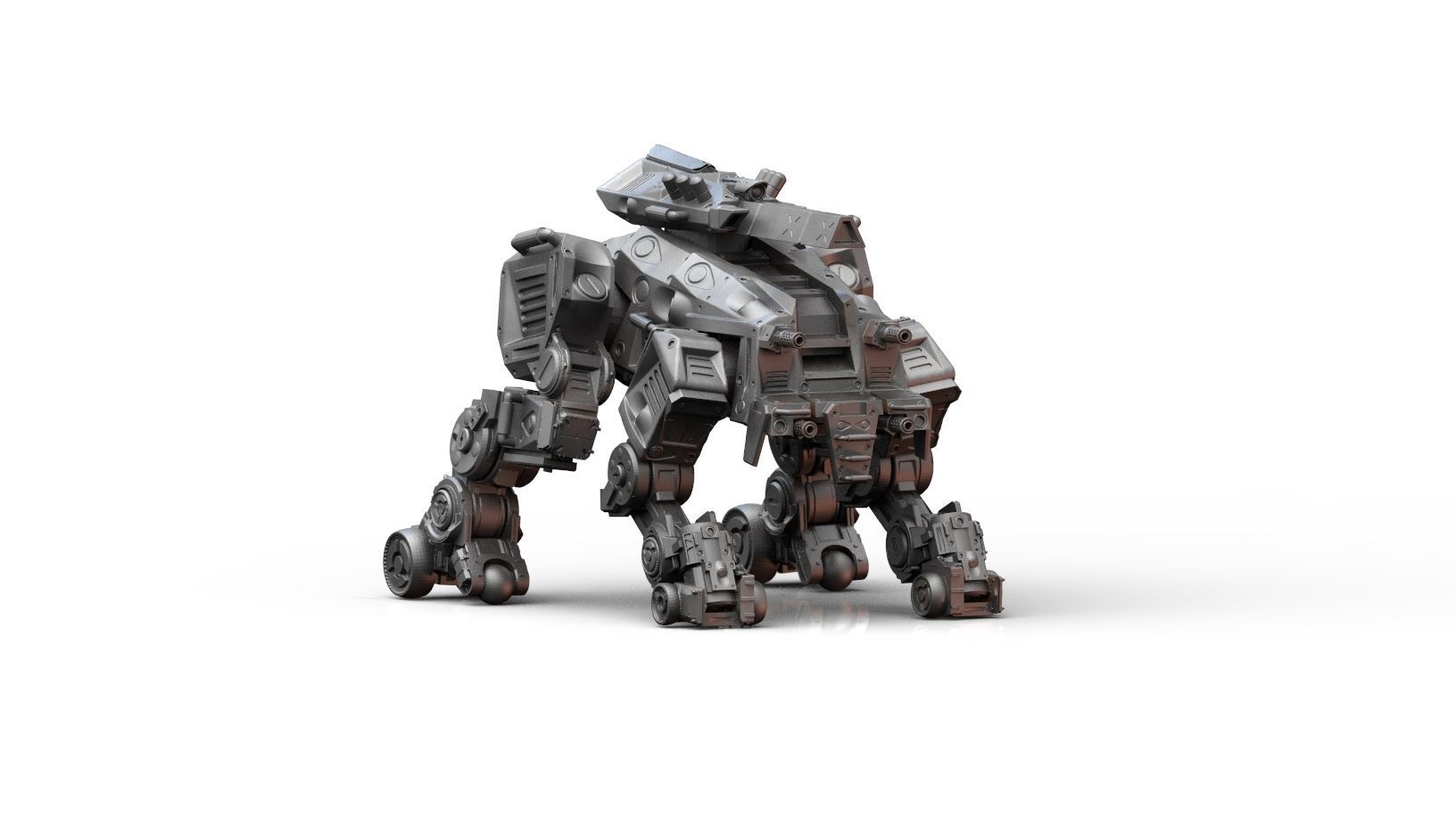 Robot- Crazy Horse Quad Mech with Rail Rifle 3D print model_1