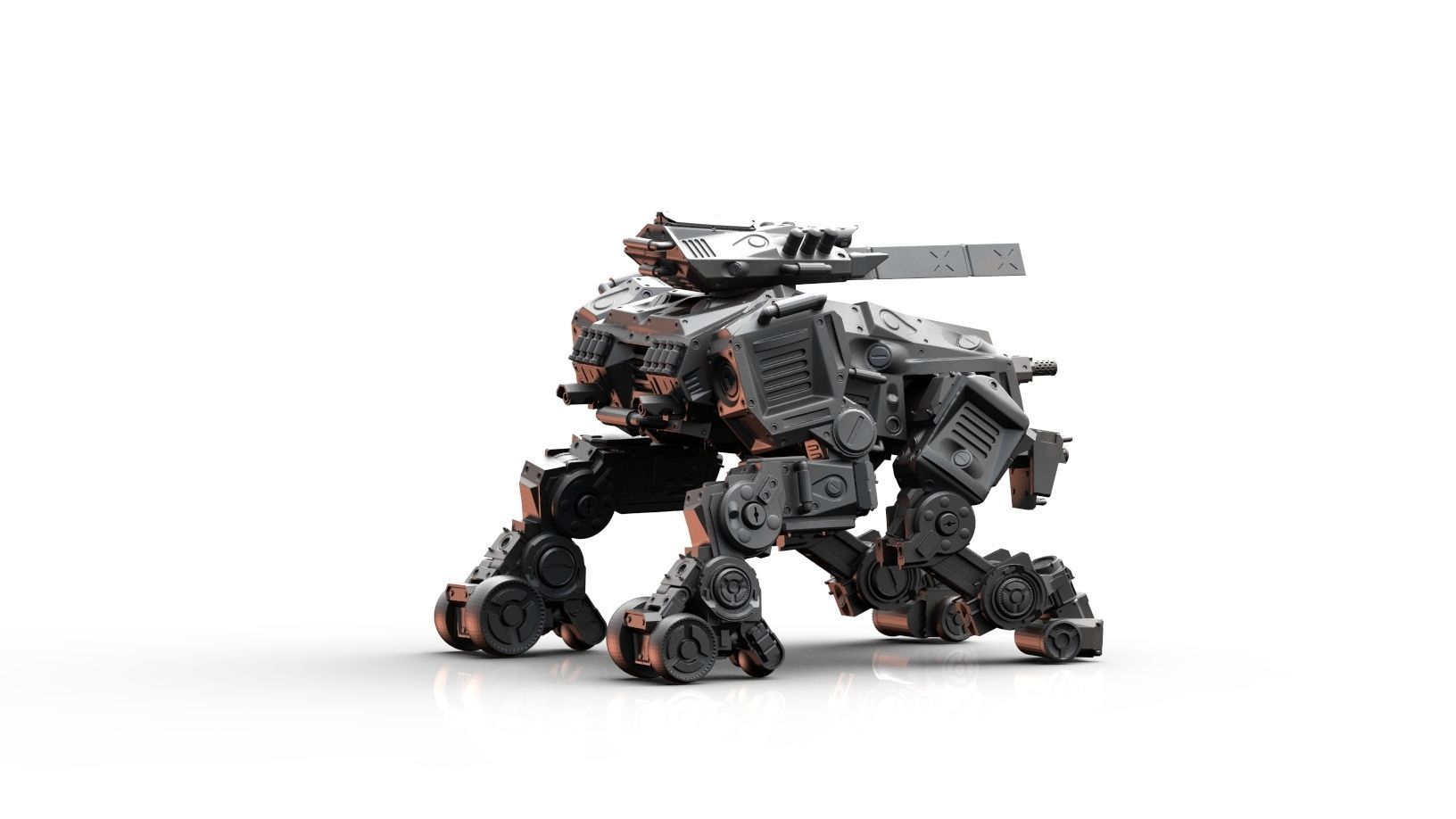 Robot- Crazy Horse Quad Mech with Rail Rifle 3D print model_5