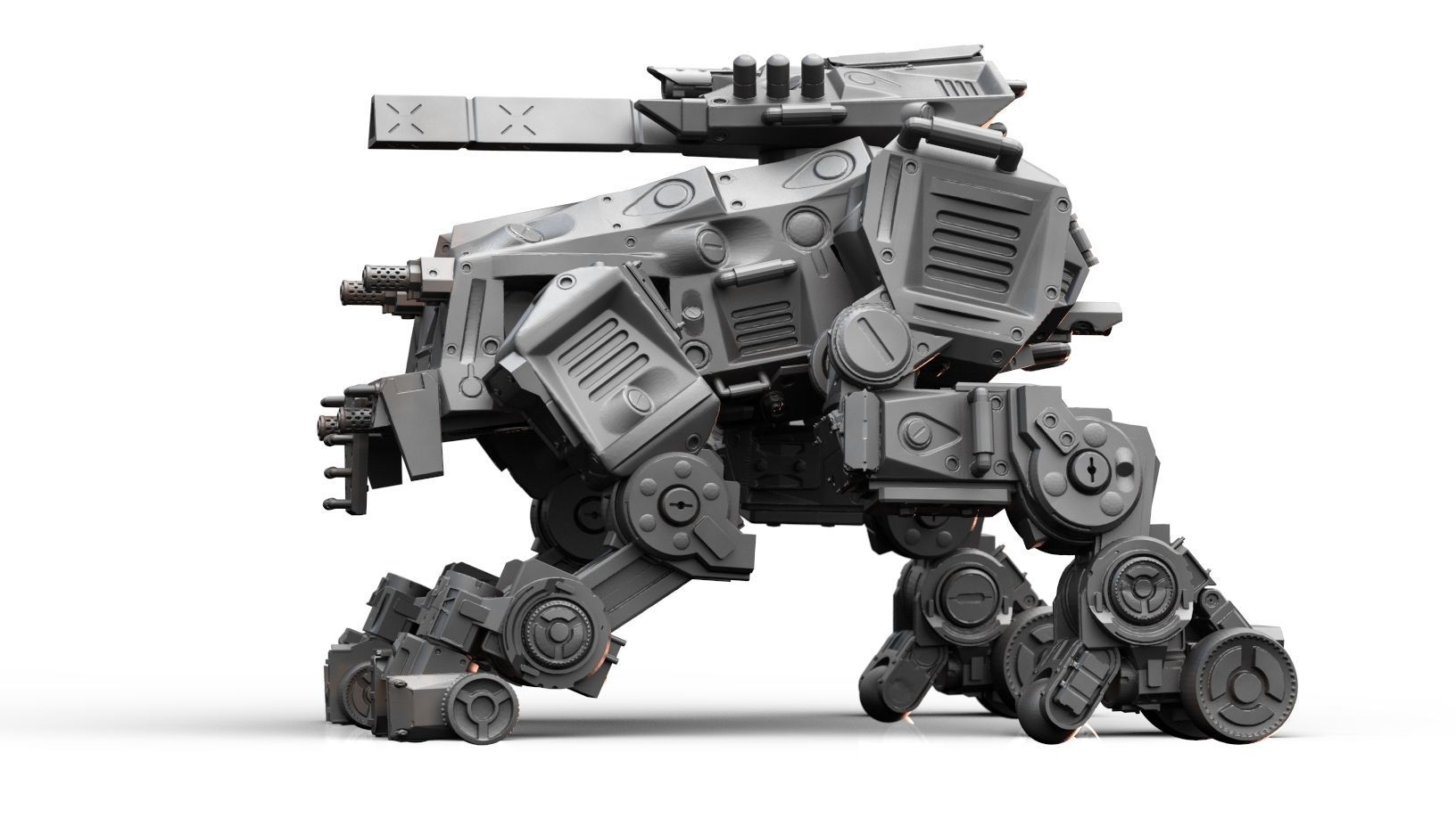 Robot- Crazy Horse Quad Mech with Rail Rifle 3D print model_9