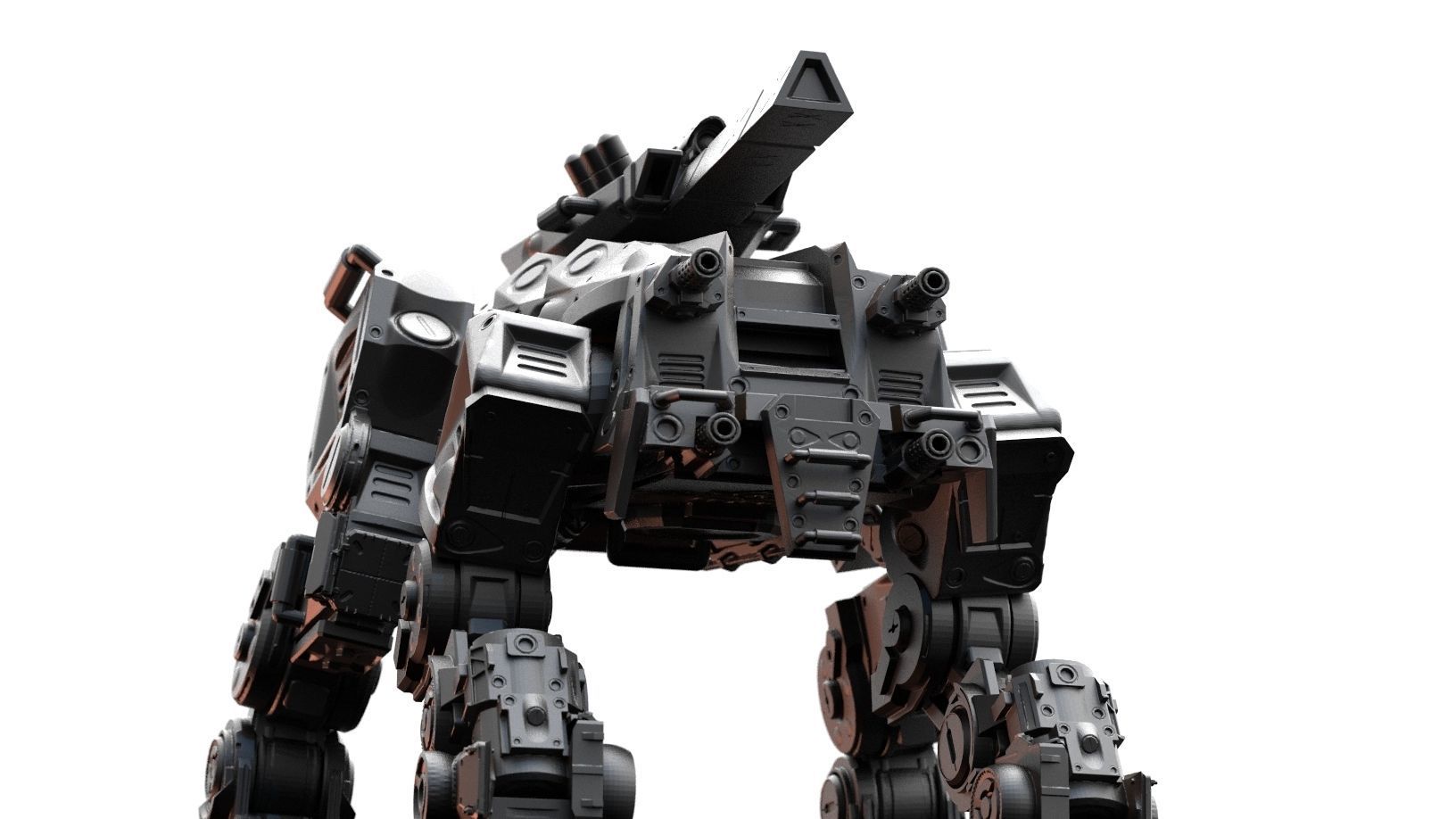 Robot- Crazy Horse Quad Mech with Rail Rifle 3D print model_10