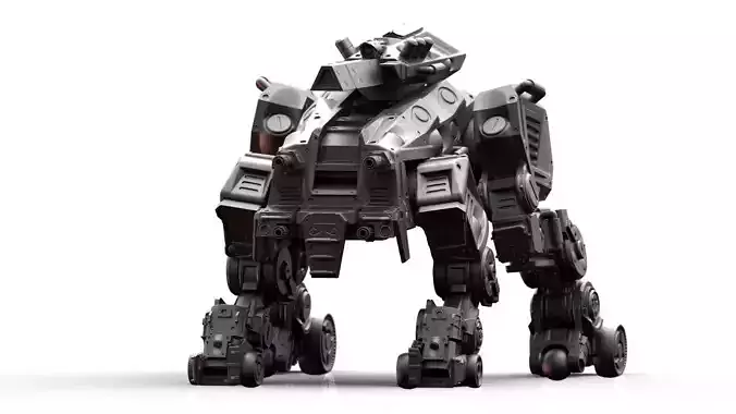 Robot- Crazy Horse Quad Mech with Rail Rifle 3D print model